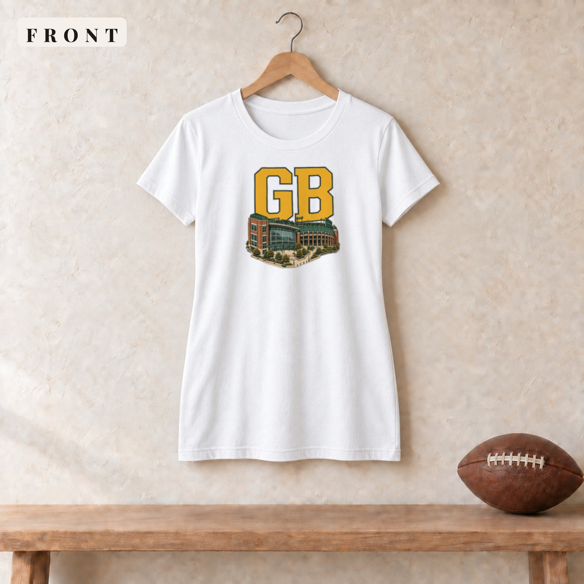 Women's Relaxed Tee · White · front · Green Bay Home Field Advantage women's relaxed tee in white