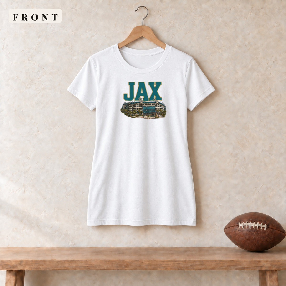 Women's Relaxed Tee · White · front · Jacksonville Home Field Advantage women's relaxed tee in white