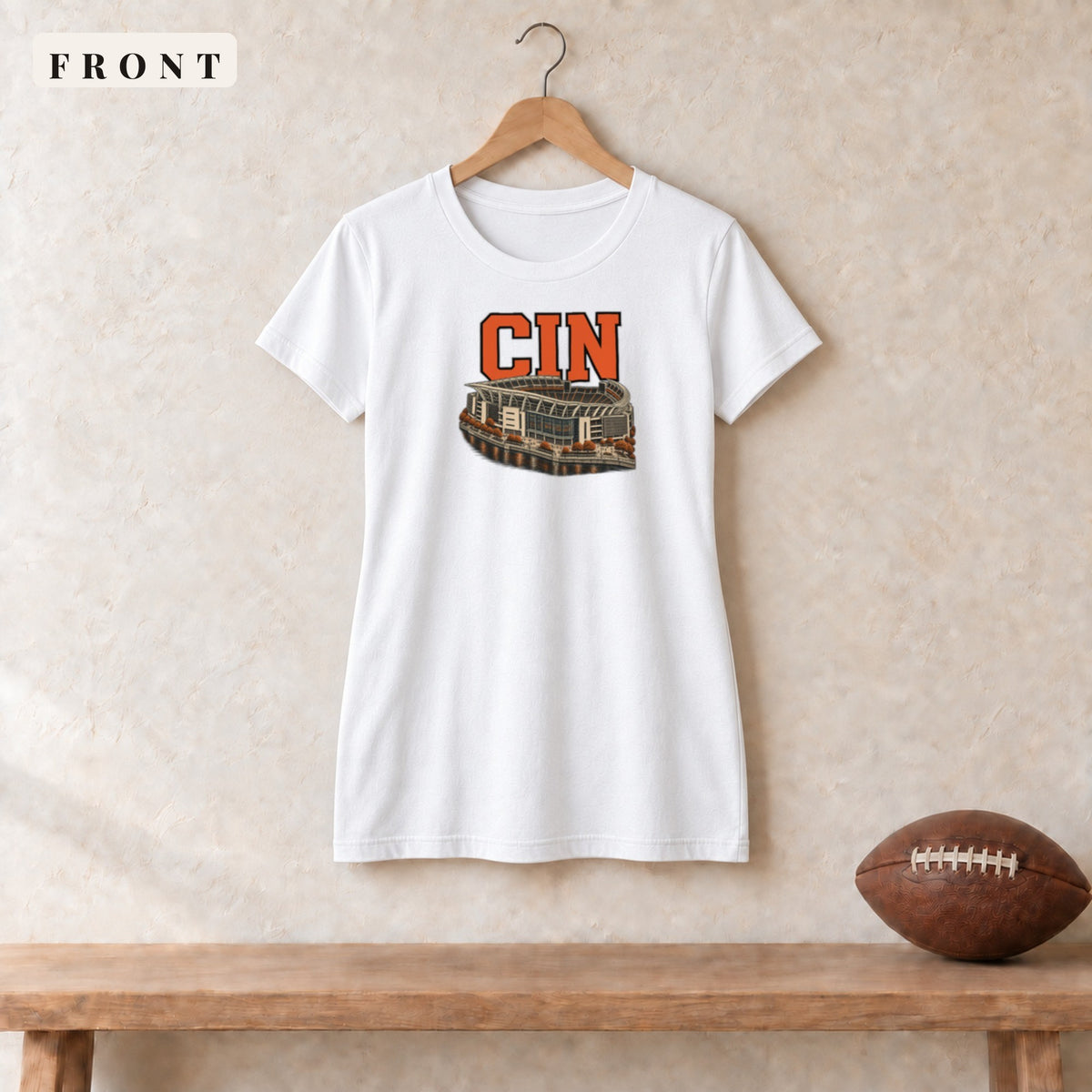 Women's Relaxed Tee · White · front · Cincinnati Home Field Advantage women's relaxed tee in white