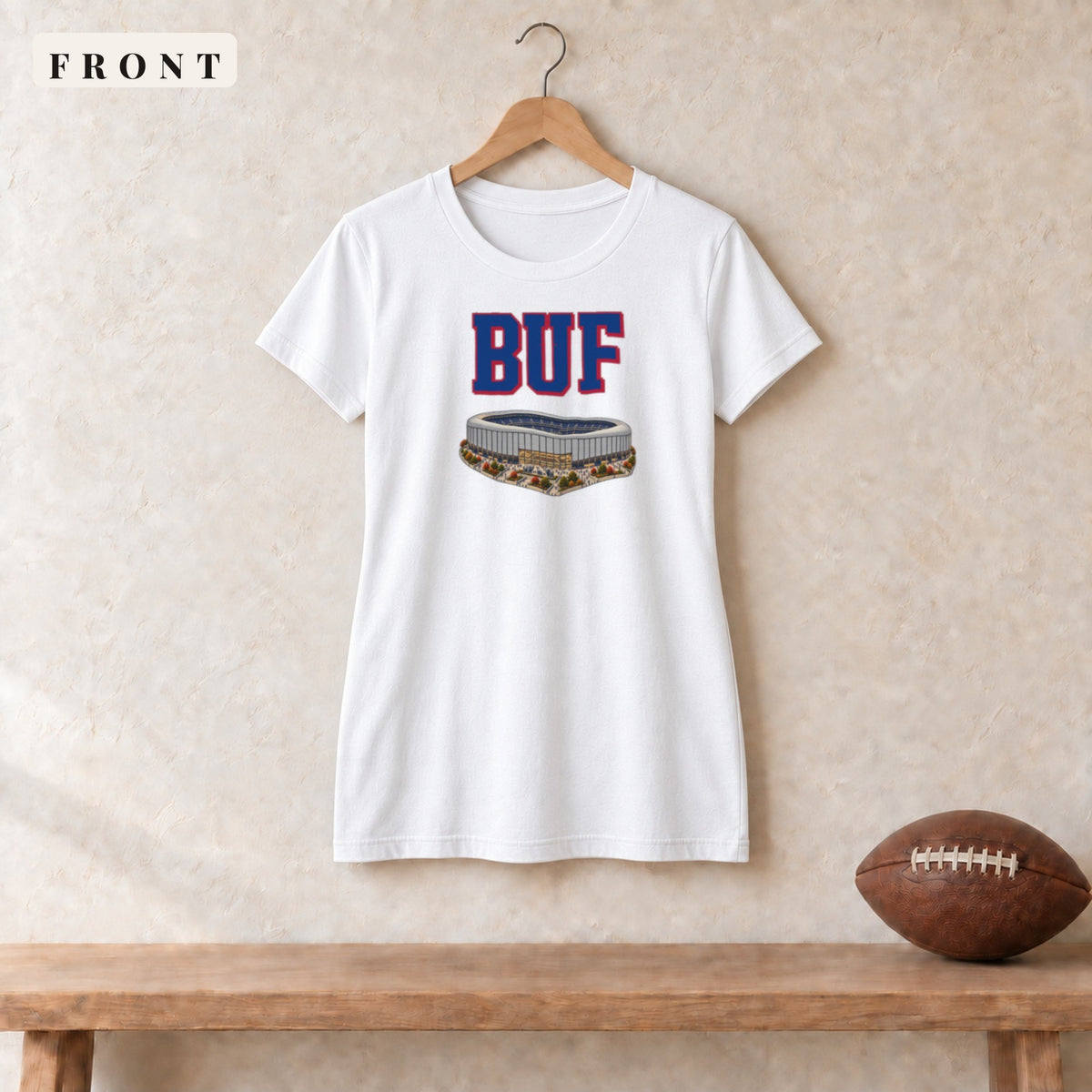 Women's Relaxed Tee · White · front · Buffalo Home Field Advantage women's relaxed tee in white