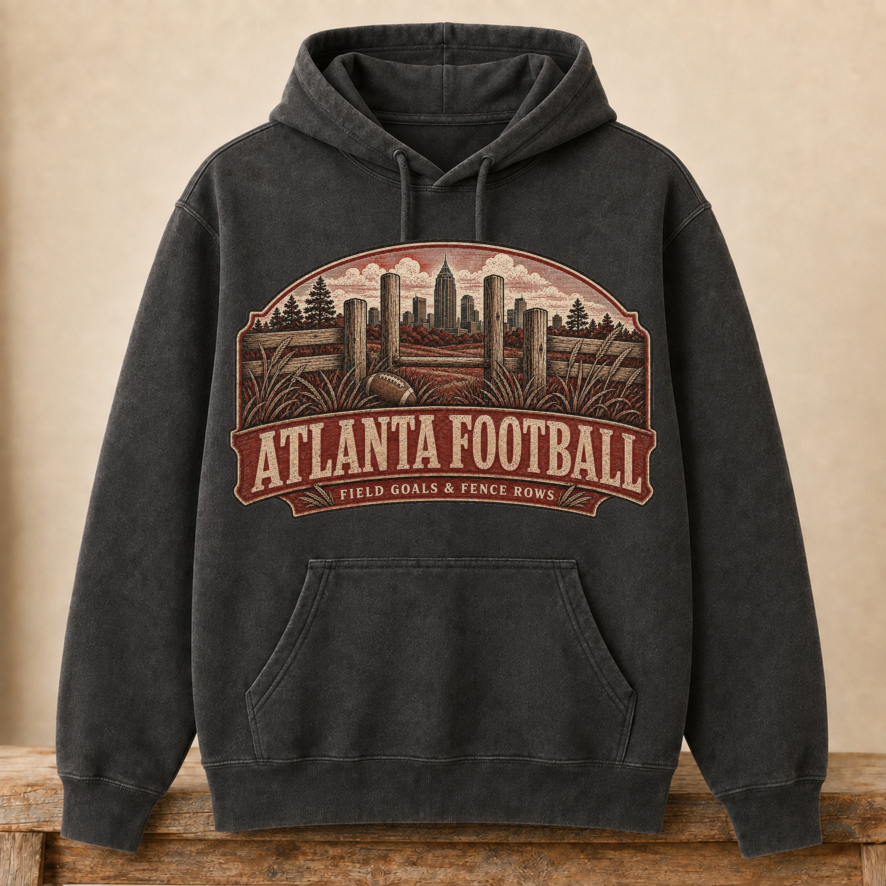 Atlanta Football Hoodie | Field Goals & Fence Rows | Vintage City Game Day Hoodie