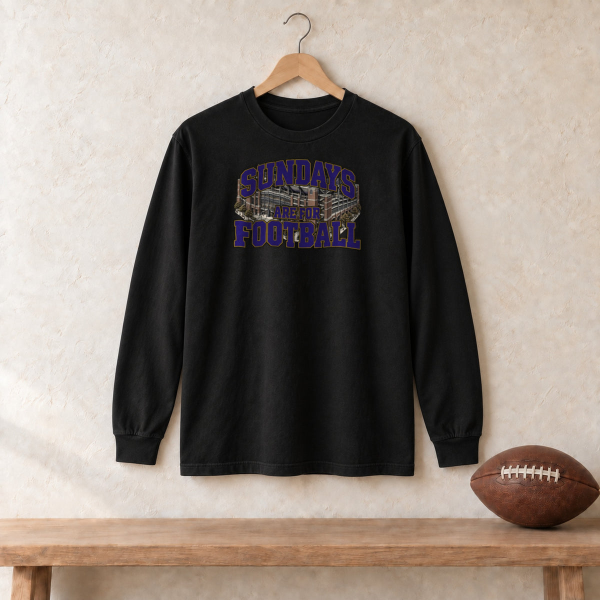Long Sleeve Black, Baltimore Sundays Are For Football long sleeve tee in black
