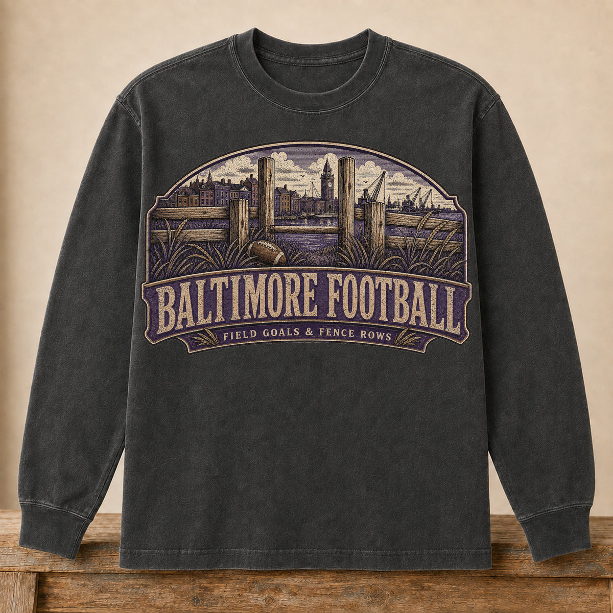 Baltimore Football Long Sleeve | Field Goals & Fence Rows | Vintage City Game Day Long Sleeve