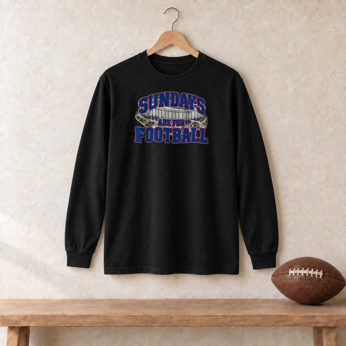 Long Sleeve Black, Buffalo Sundays Are For Football long sleeve tee in black