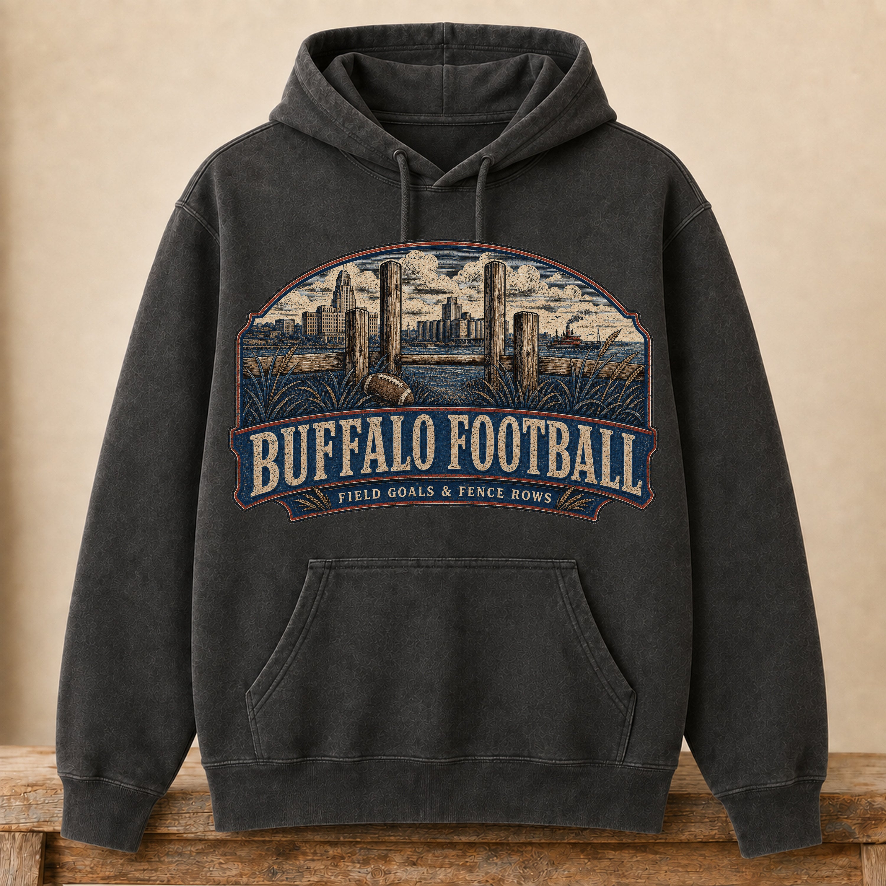 Buffalo Football Hoodie | Field Goals & Fence Rows | Vintage City Game Day Hoodie