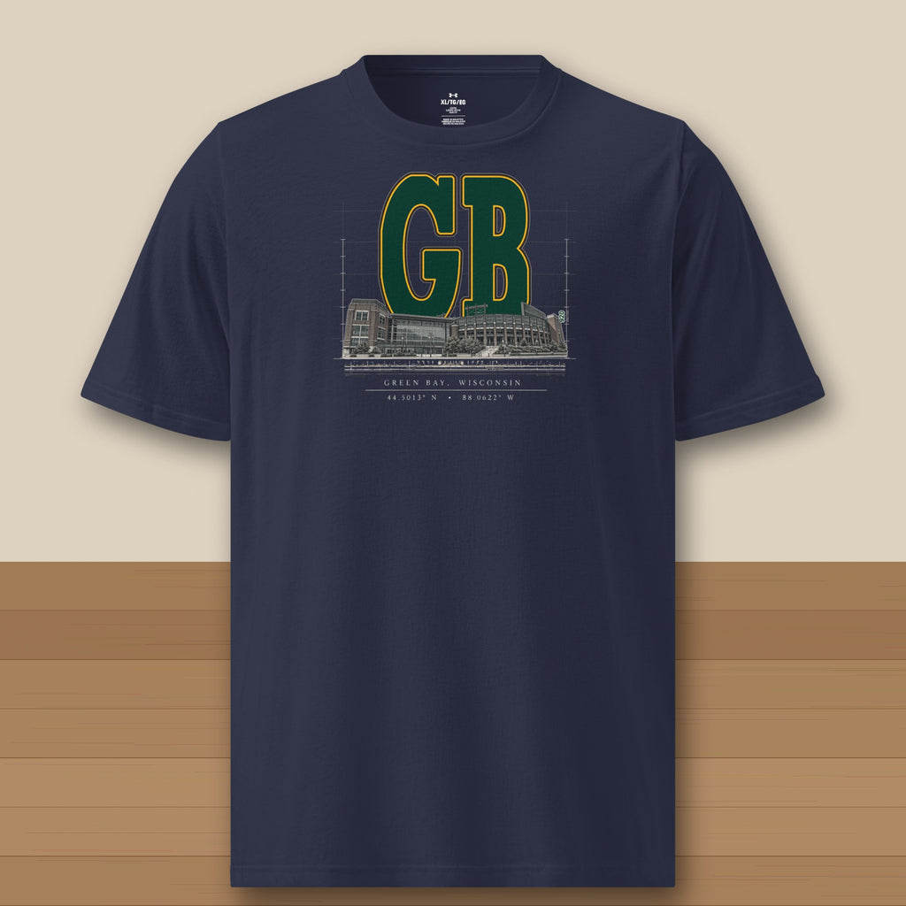Under Armour Tee · Navy · front · Green Bay Blueprint City athletic tee in navy