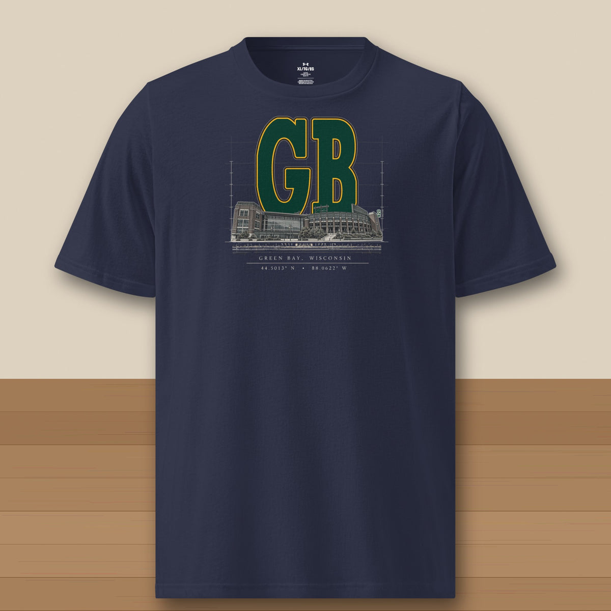 Under Armour Tee · Navy · front · Green Bay Blueprint City athletic tee in navy