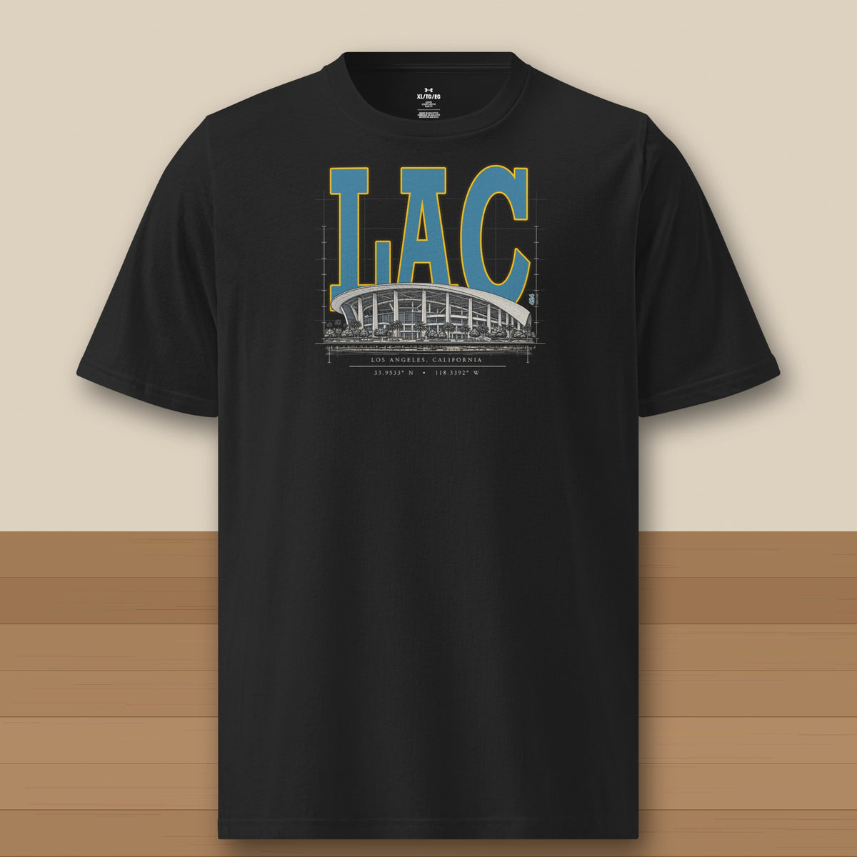 Under Armour Tee · Black · front · Los Angeles Powder Blueprint City athletic tee in black