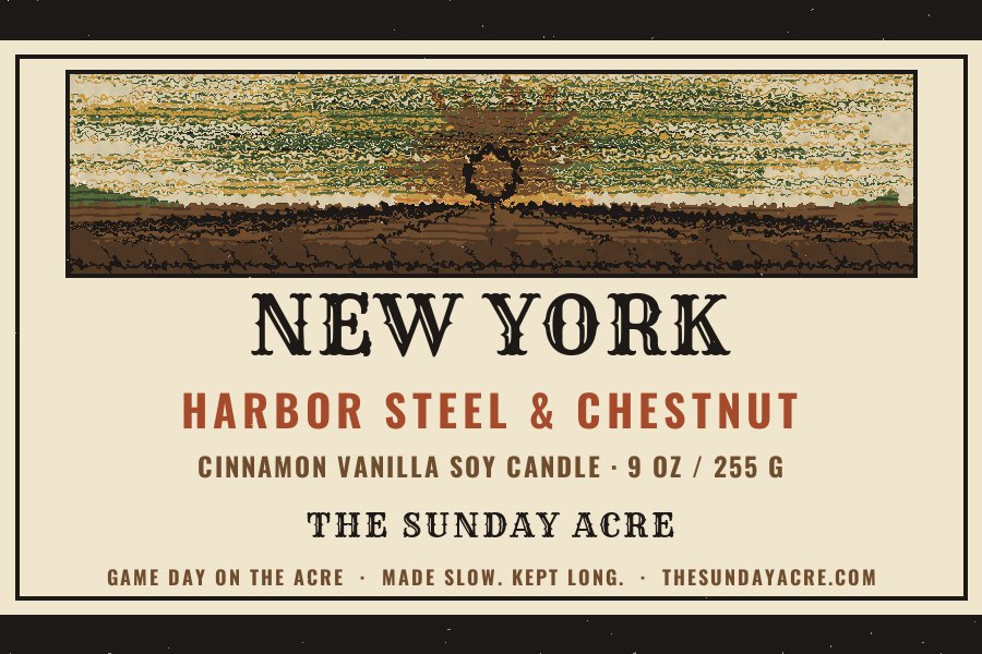 New York — Harbor Steel & Chestnut — 9 oz Soy Candle
