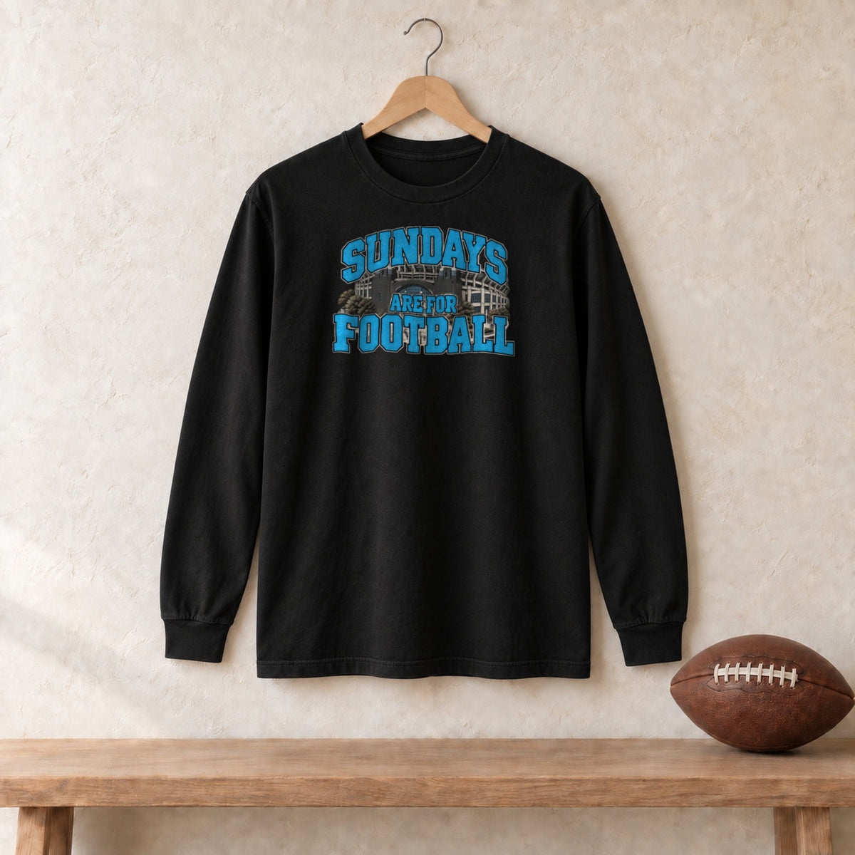 Long Sleeve Black, Carolina Sundays Are For Football long sleeve tee in black