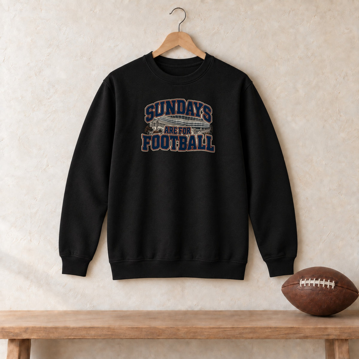 Crewneck Black, Chicago Sundays Are For Football crewneck in black