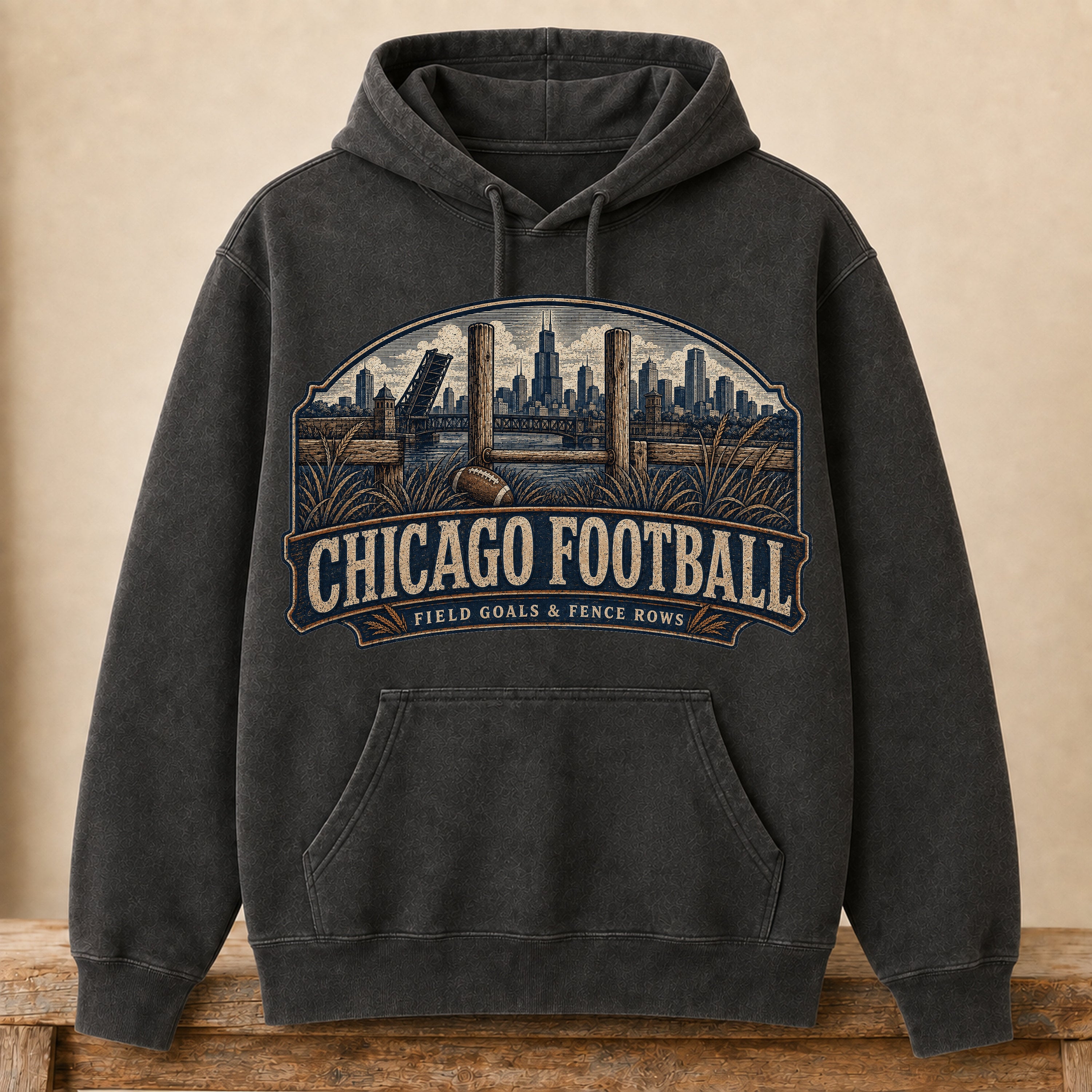 Chicago Football Hoodie | Field Goals & Fence Rows | Vintage City Game Day Hoodie