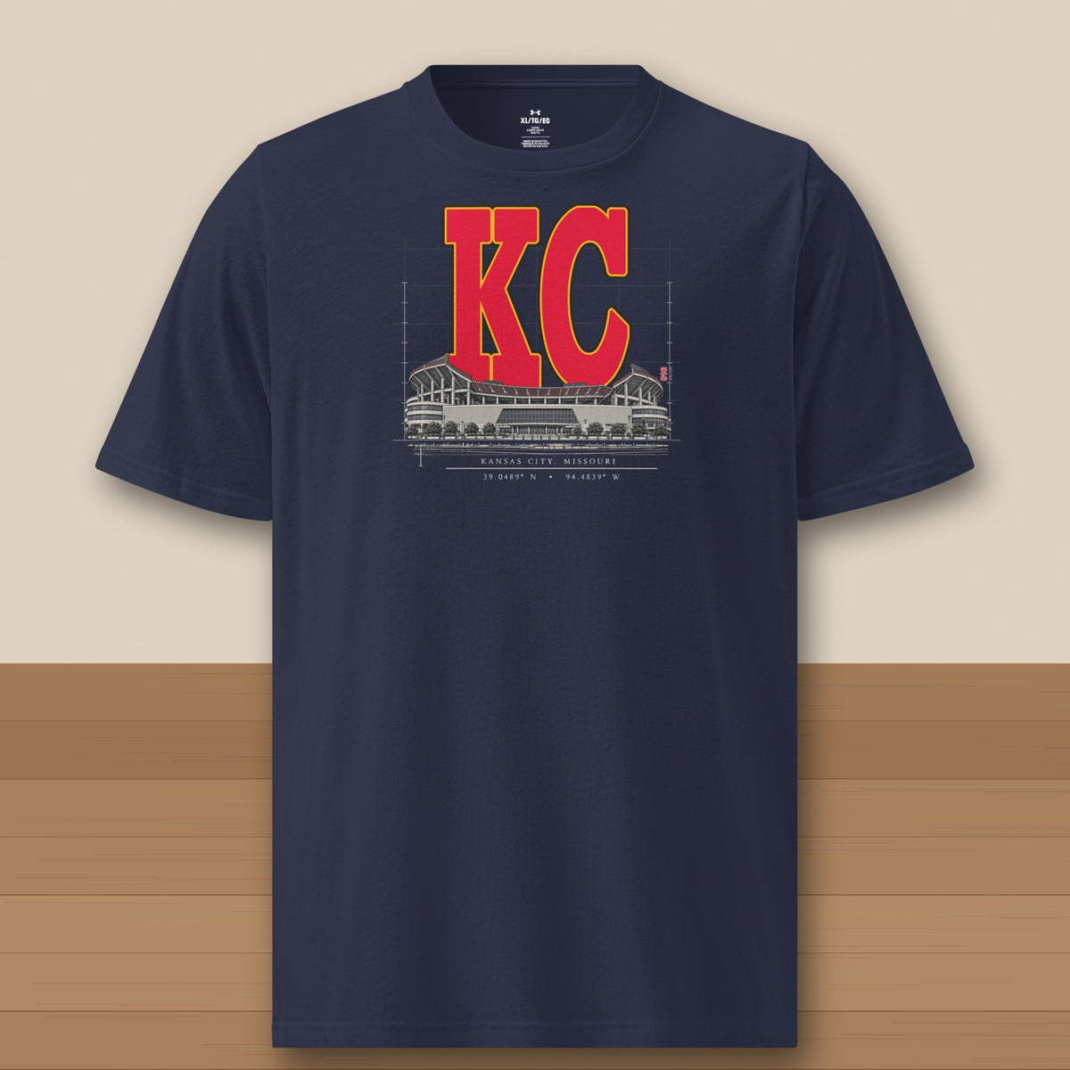Under Armour Tee · Navy · front · Kansas City Blueprint City athletic tee in navy
