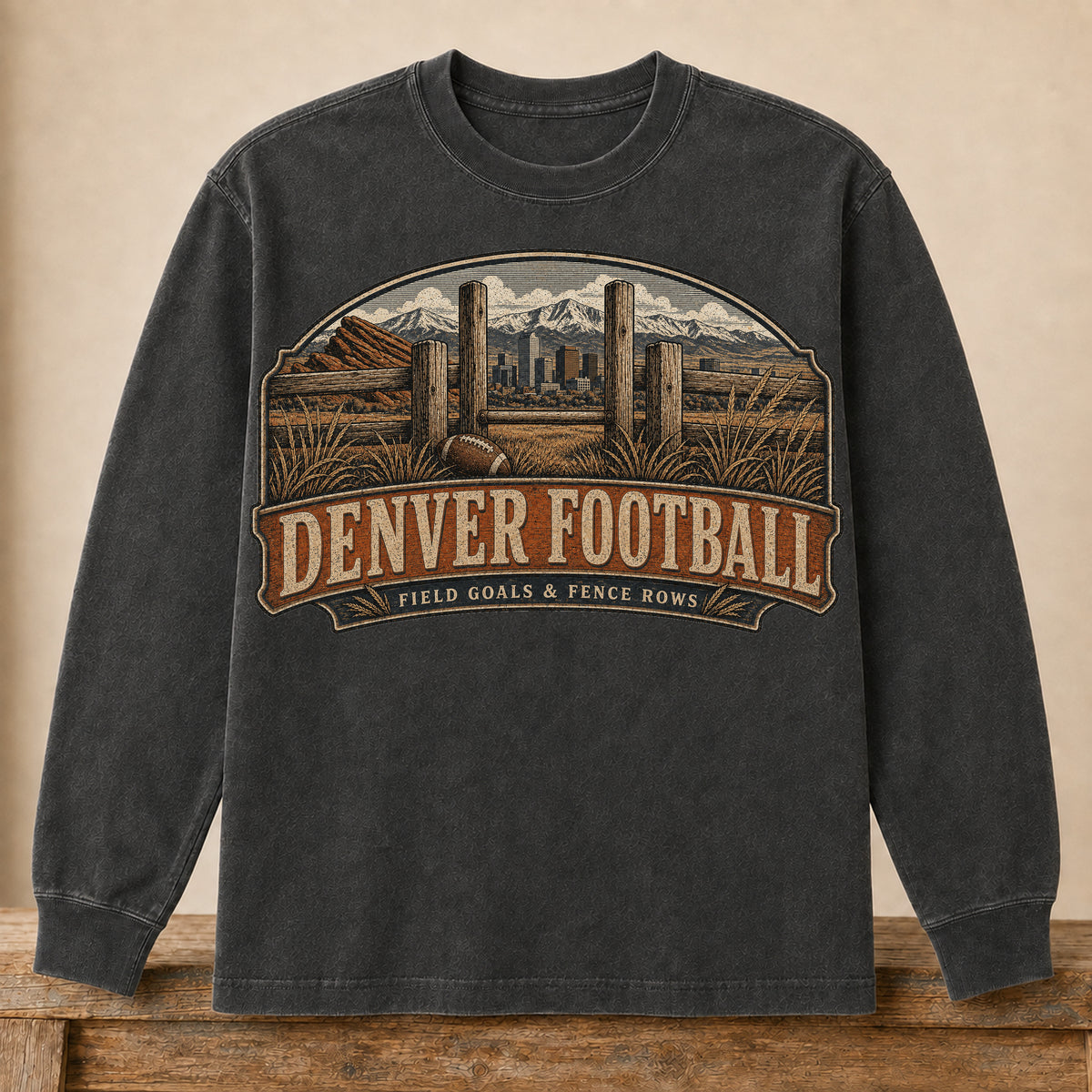 Denver Football Long Sleeve | Field Goals & Fence Rows | Vintage City Game Day Long Sleeve