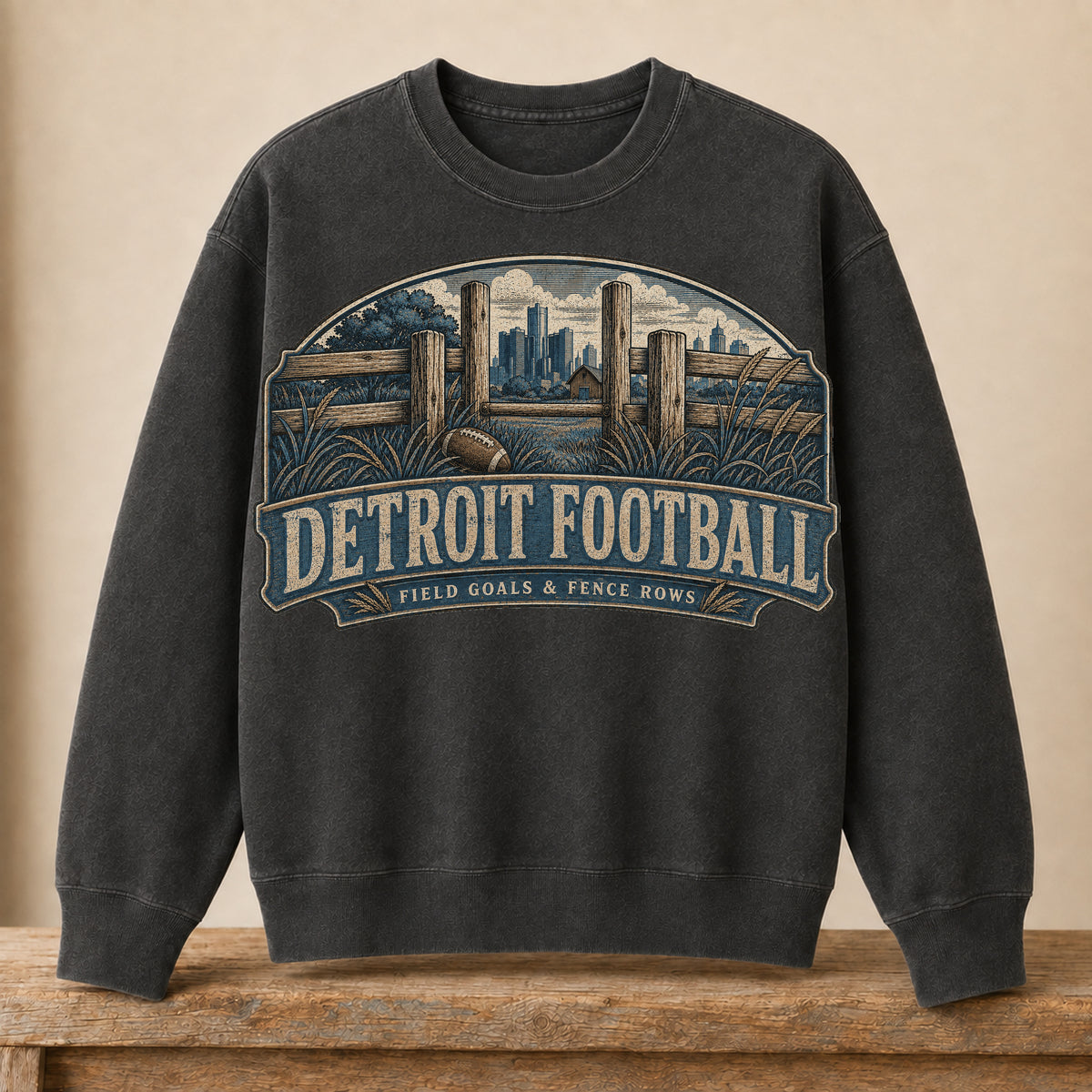 Detroit Football Crewneck | Field Goals & Fence Rows | Vintage City Game Day Crewneck
