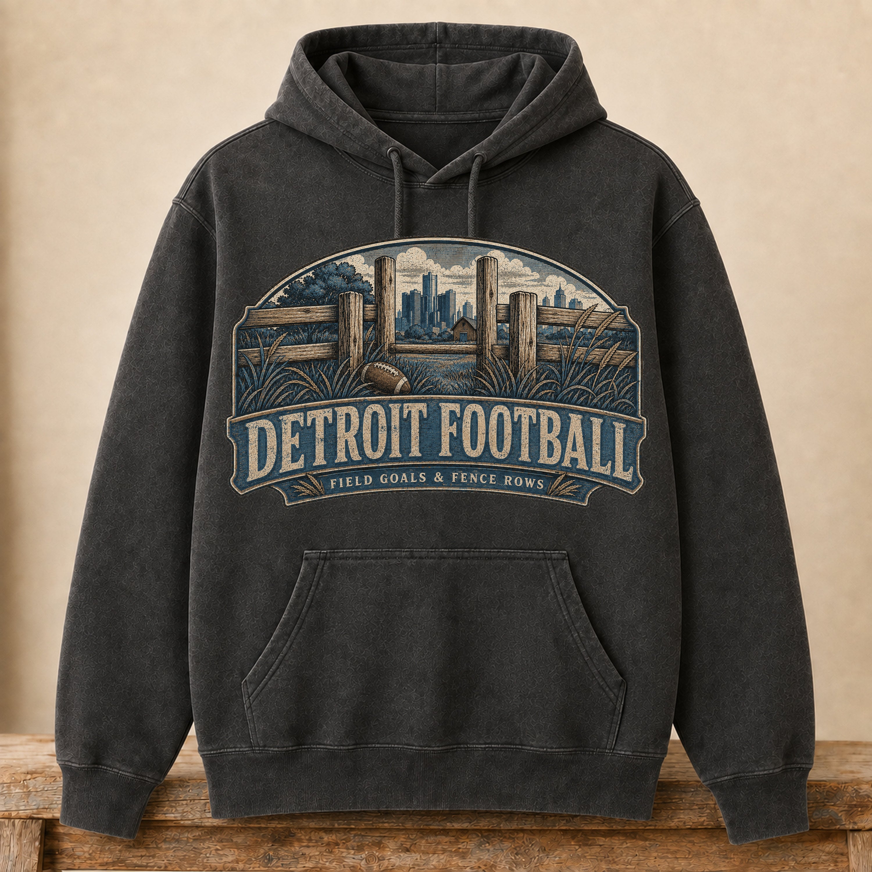 Detroit Football Hoodie | Field Goals & Fence Rows | Vintage City Game Day Hoodie