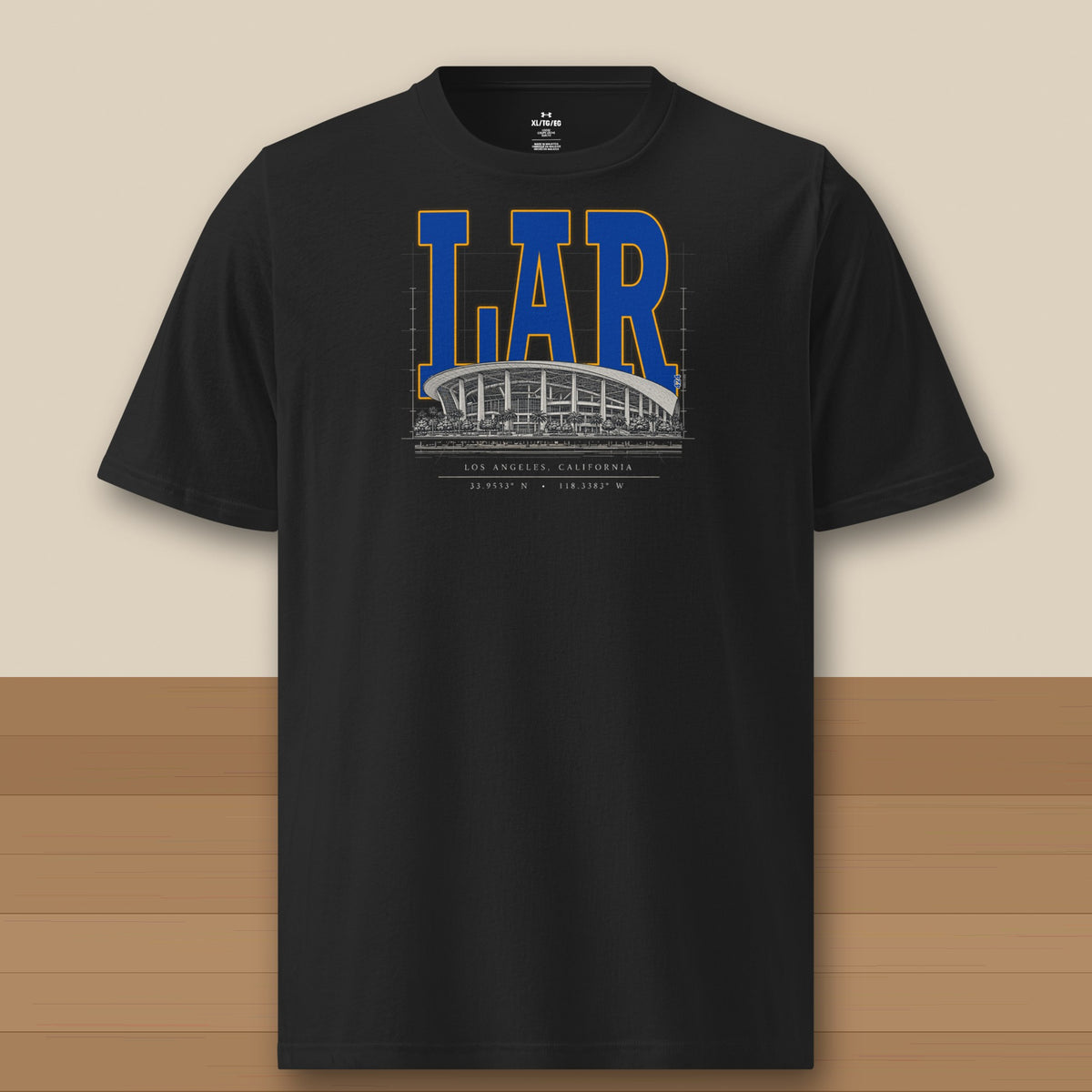 Under Armour Tee · Black · front · Los Angeles Gold Blueprint City athletic tee in black