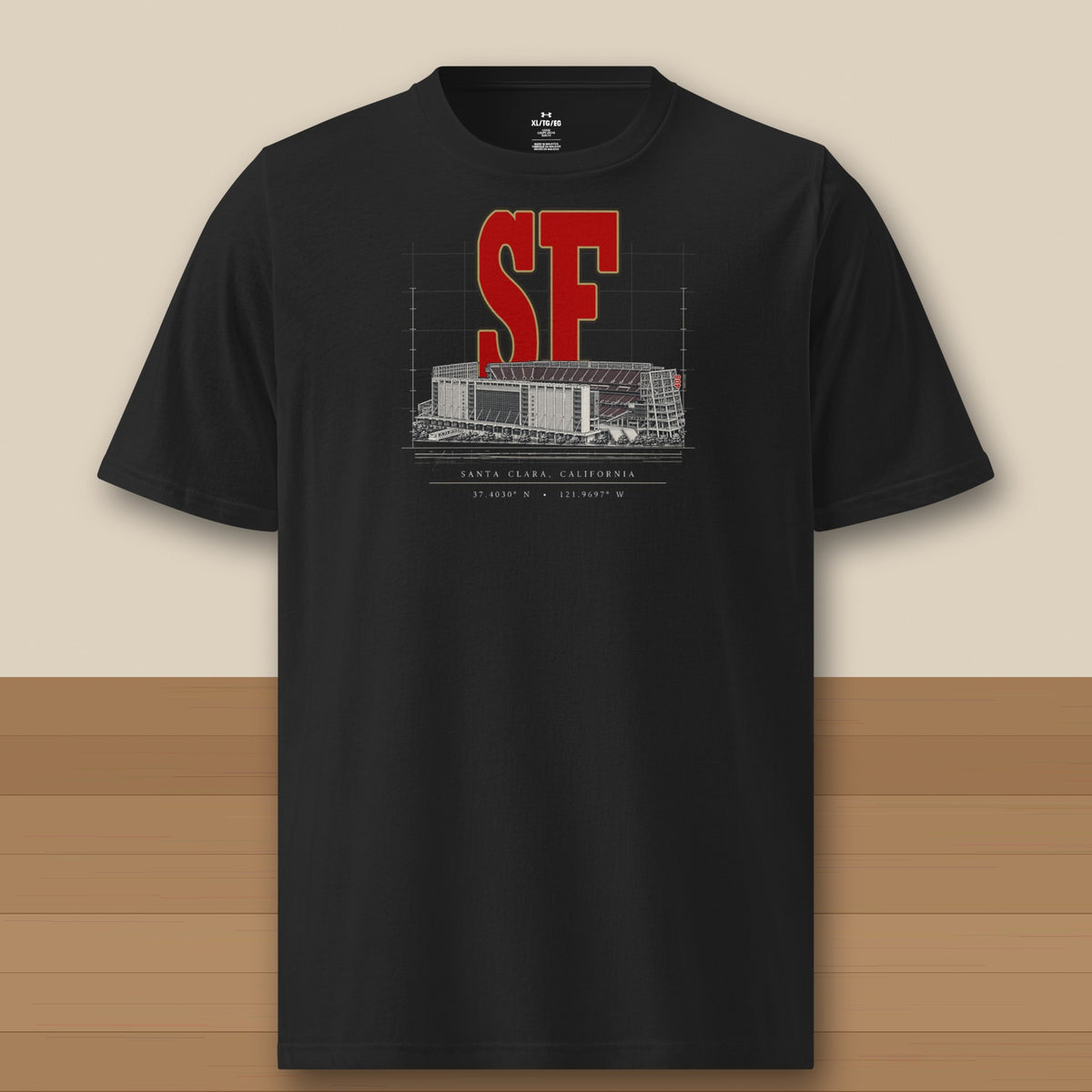 Under Armour Tee · Black · front · San Francisco Blueprint City athletic tee in black