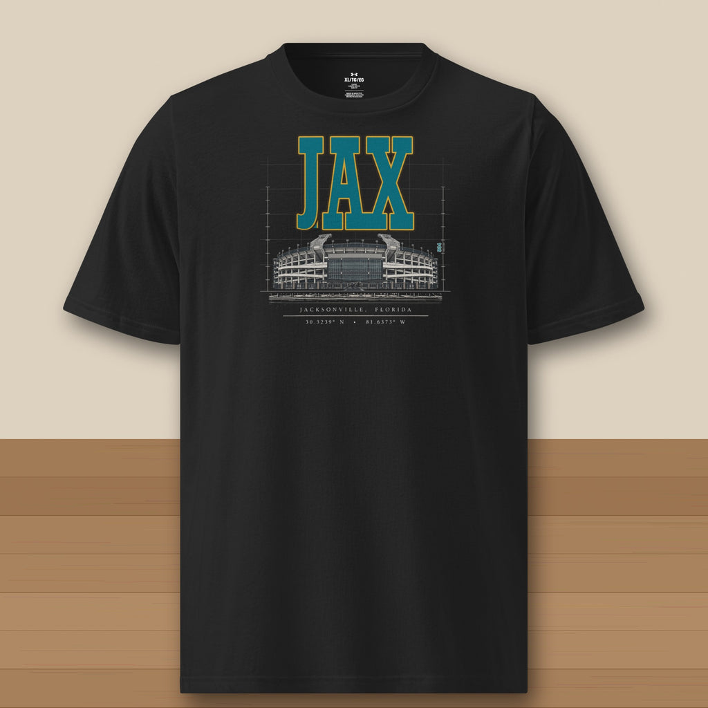 Under Armour Tee · Black · front · Jacksonville Blueprint City athletic tee in black