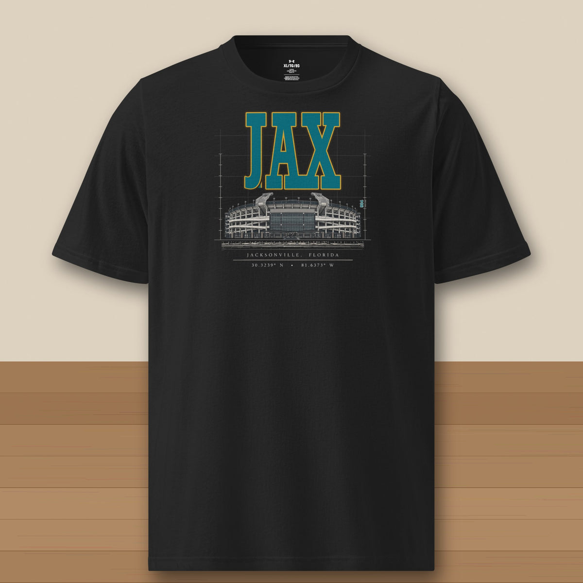 Under Armour Tee · Black · front · Jacksonville Blueprint City athletic tee in black