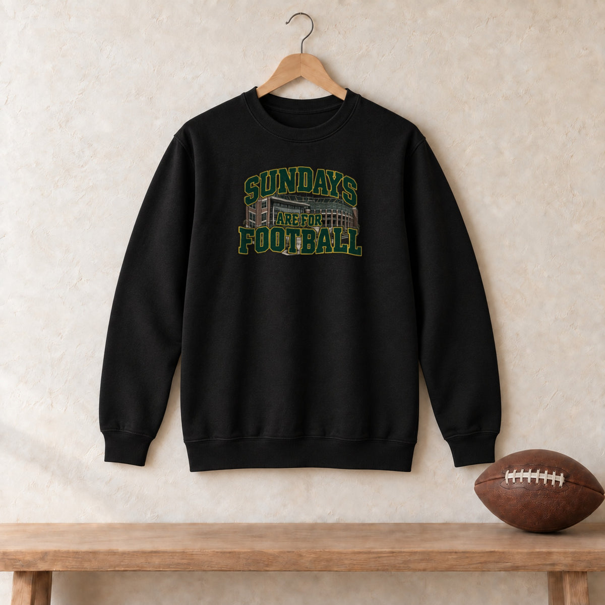 Crewneck Black, Green Bay Sundays Are For Football crewneck in black