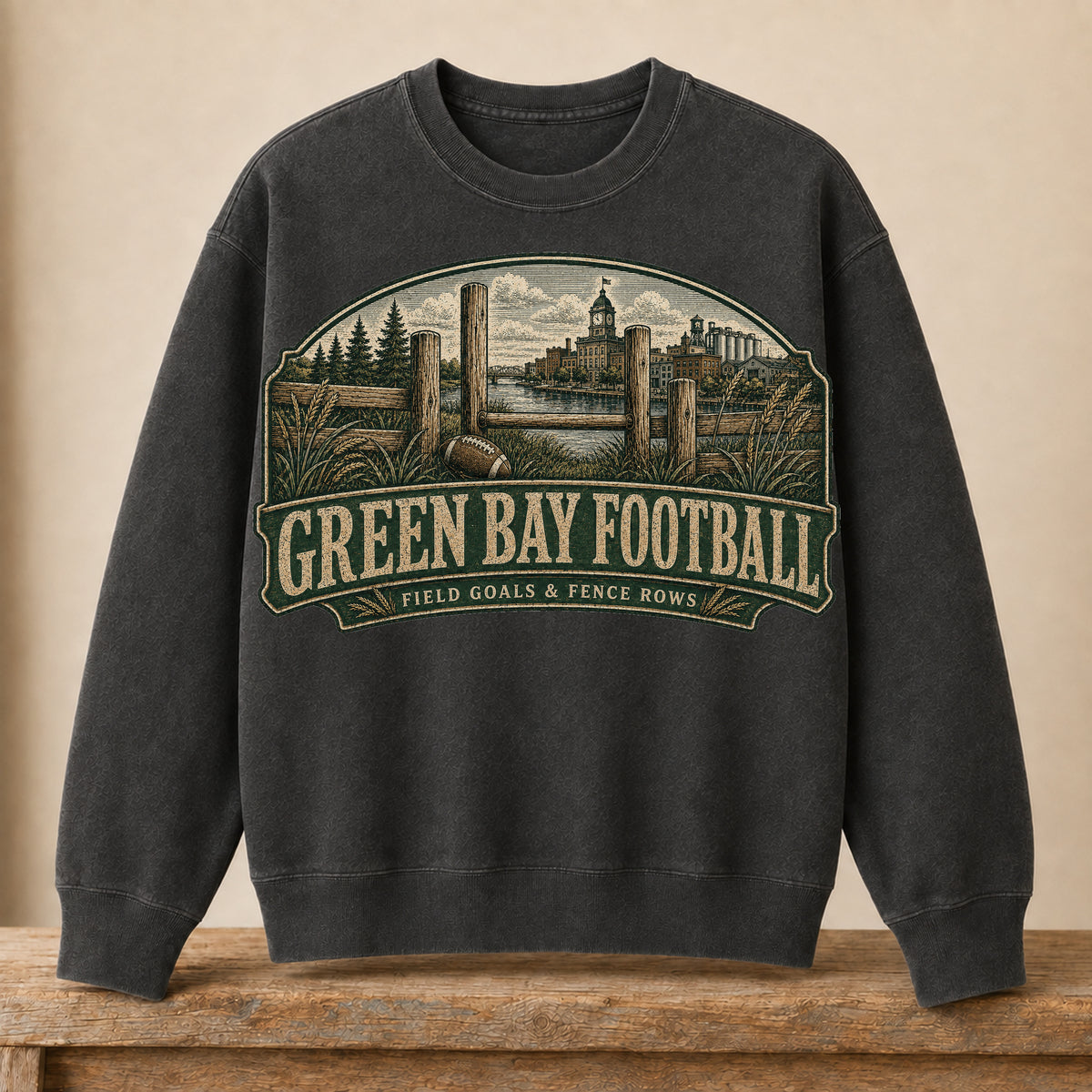 Green Bay Football Crewneck | Field Goals & Fence Rows | Vintage City Game Day Crewneck
