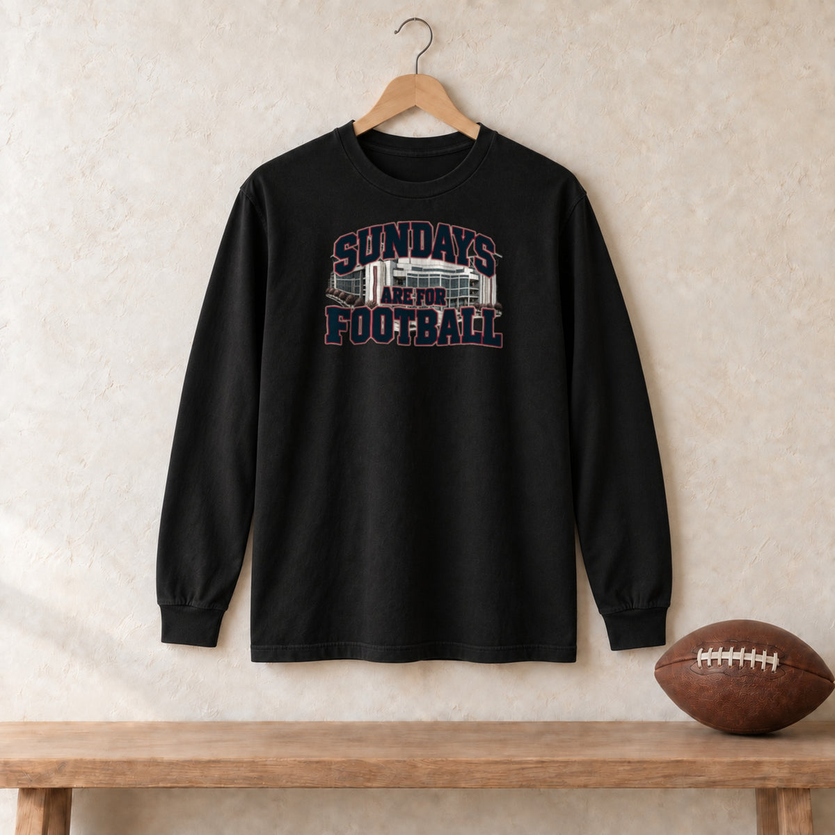 Long Sleeve Black, Houston Sundays Are For Football long sleeve tee in black
