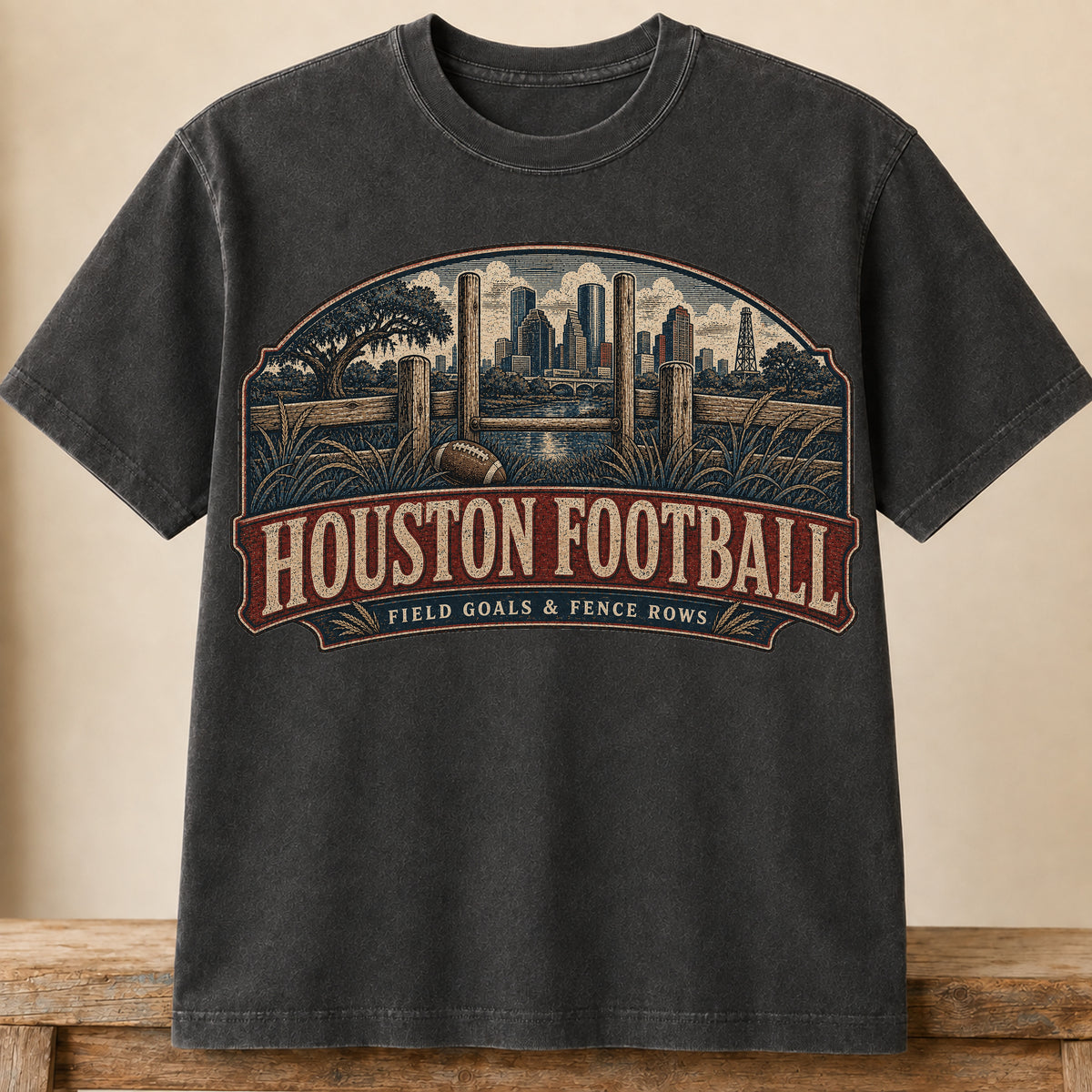 Houston Football Shirt | Field Goals & Fence Rows | Vintage City Game Day Tee