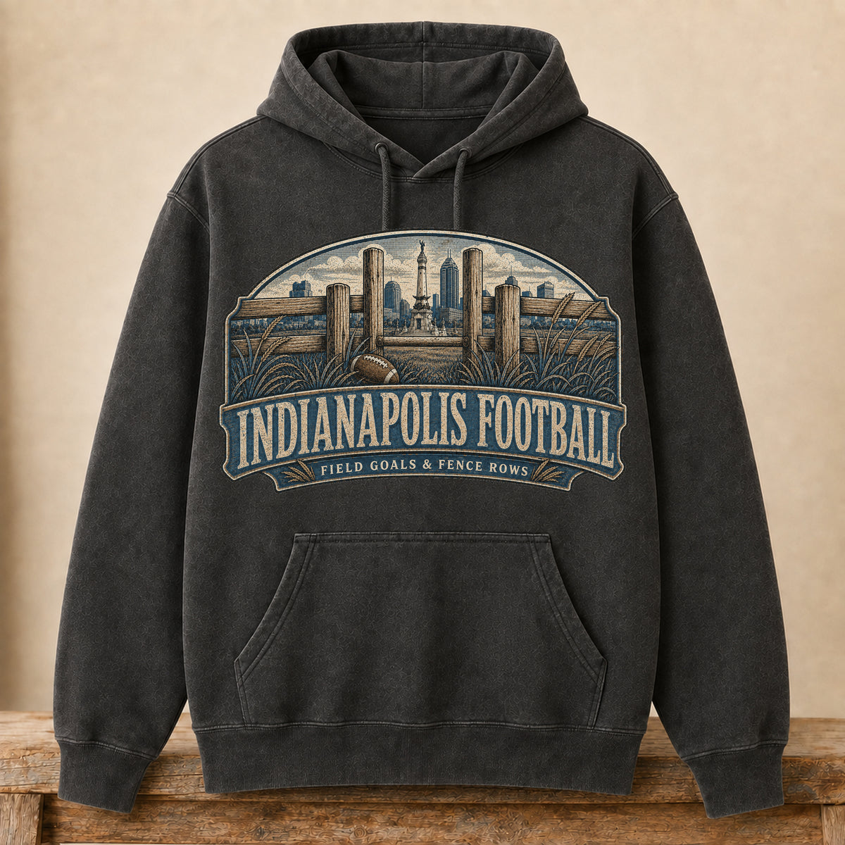 Indianapolis Football Hoodie | Field Goals & Fence Rows | Vintage City Game Day Hoodie
