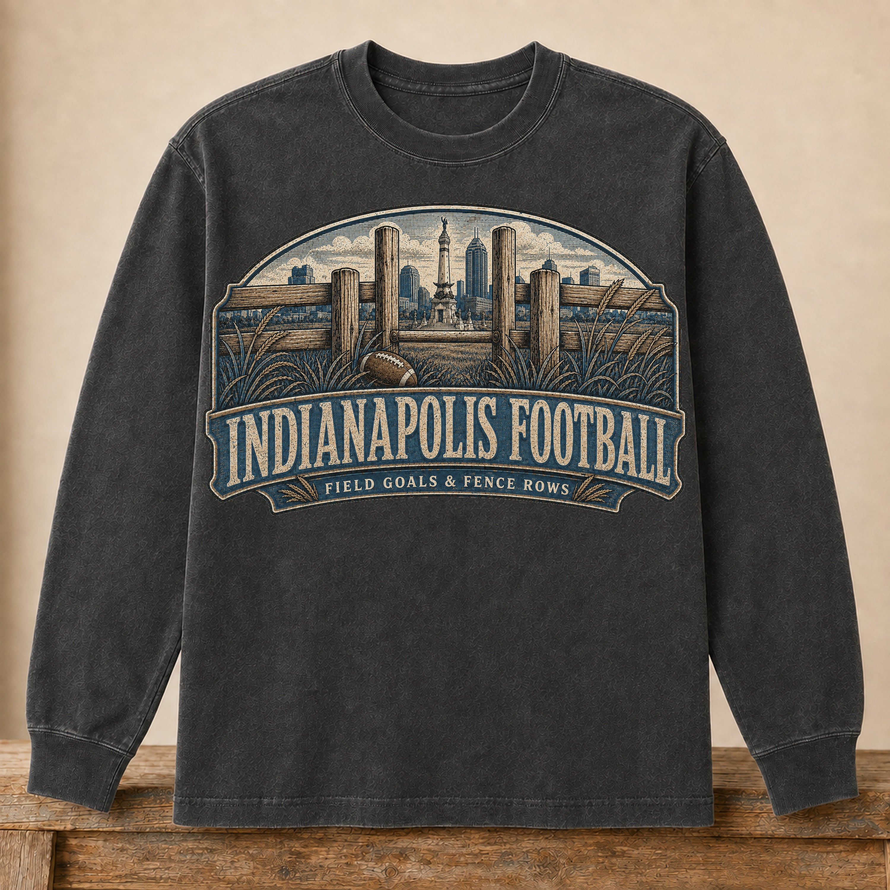 Indianapolis Football Long Sleeve | Field Goals & Fence Rows | Vintage City Game Day Long Sleeve