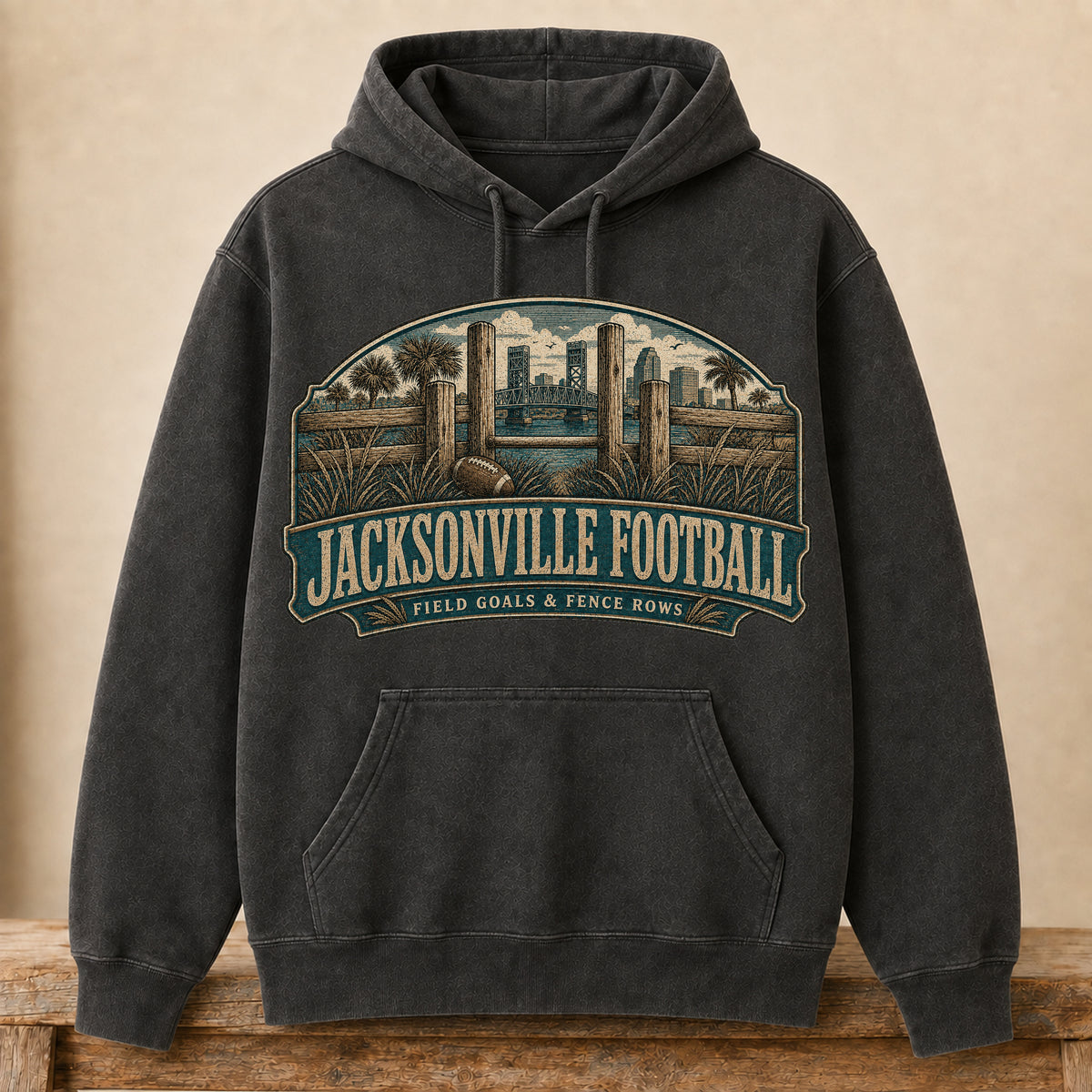Jacksonville Football Hoodie | Field Goals & Fence Rows | Vintage City Game Day Hoodie