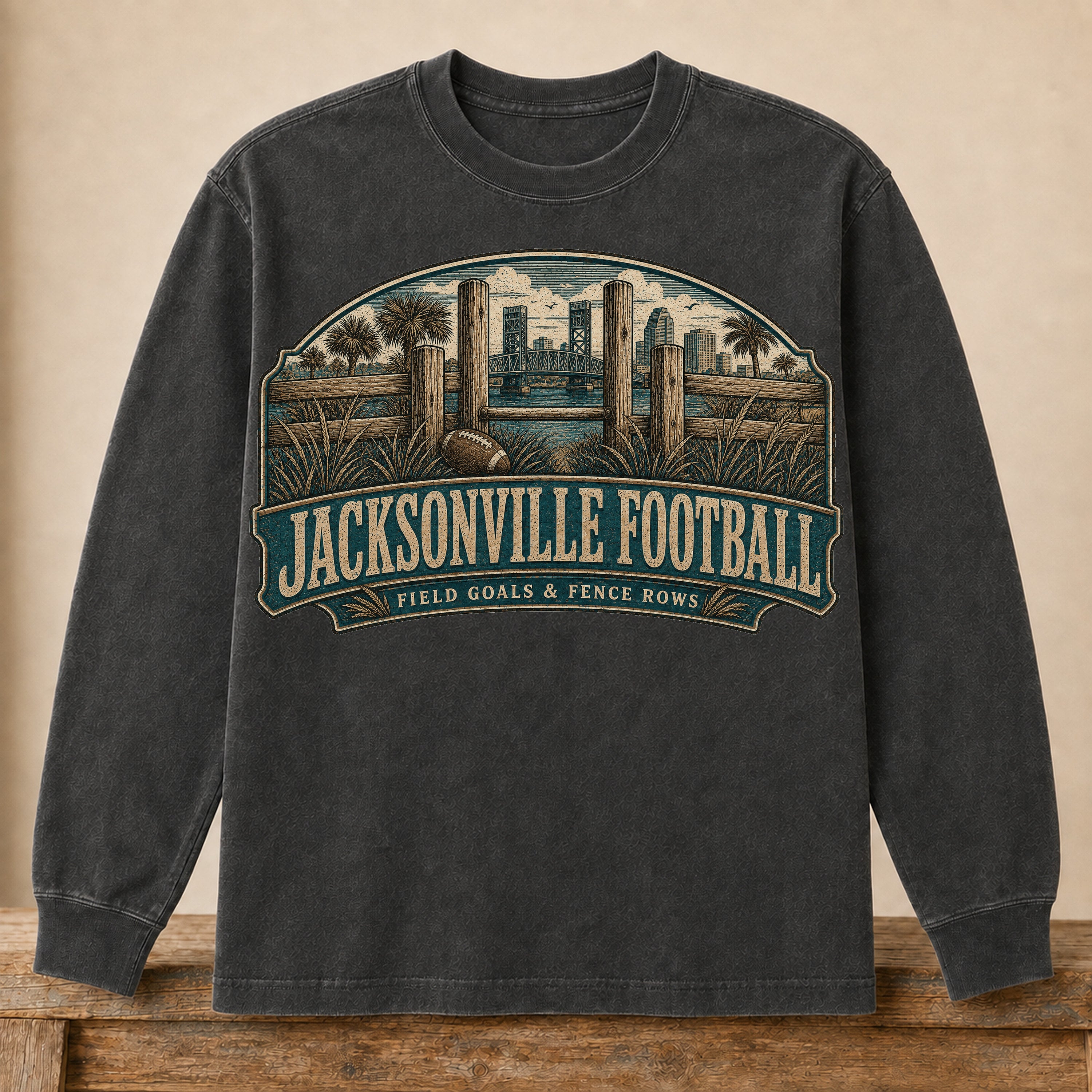 Jacksonville Football Long Sleeve | Field Goals & Fence Rows | Vintage City Game Day Long Sleeve