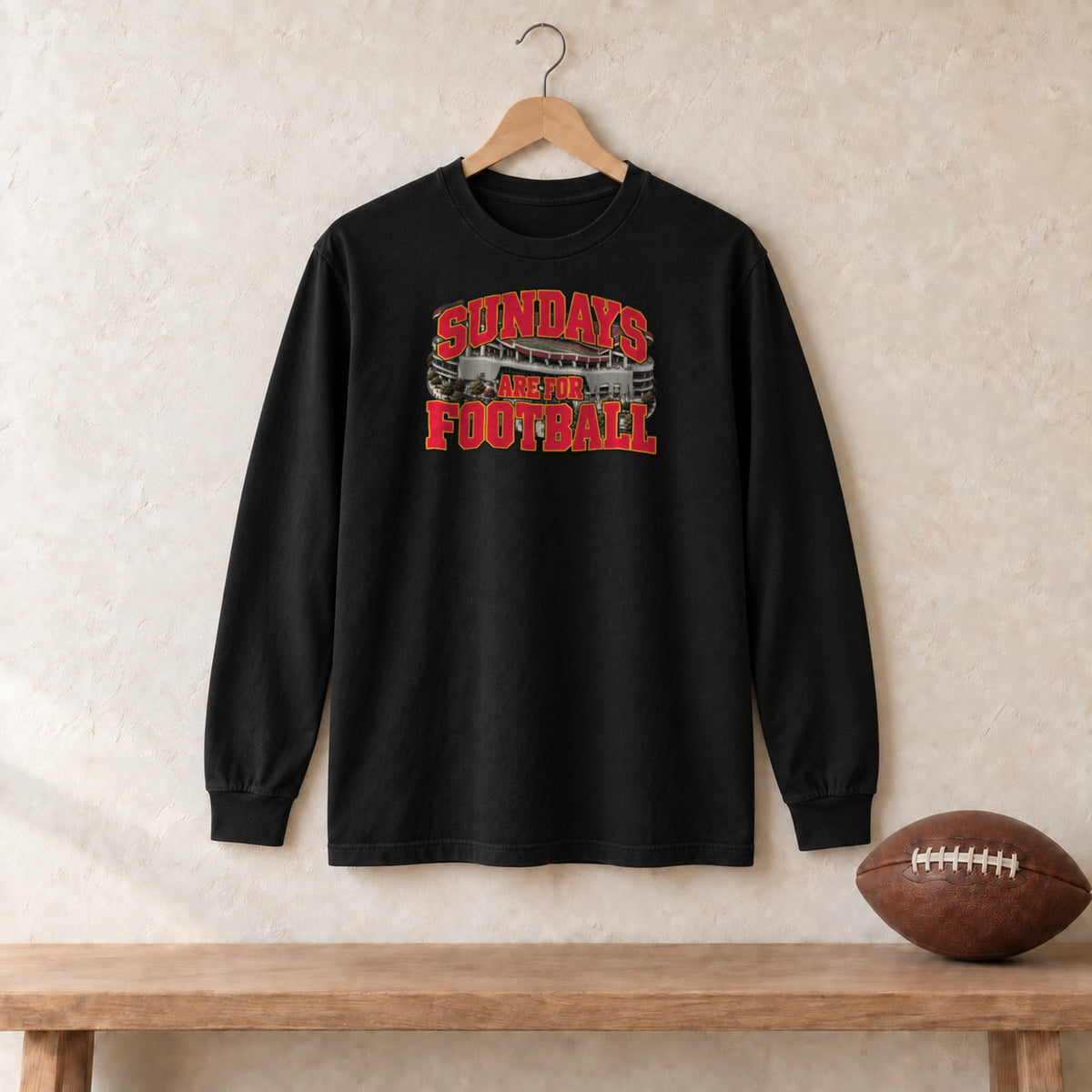Long Sleeve Black, Kansas City Sundays Are For Football long sleeve tee in black