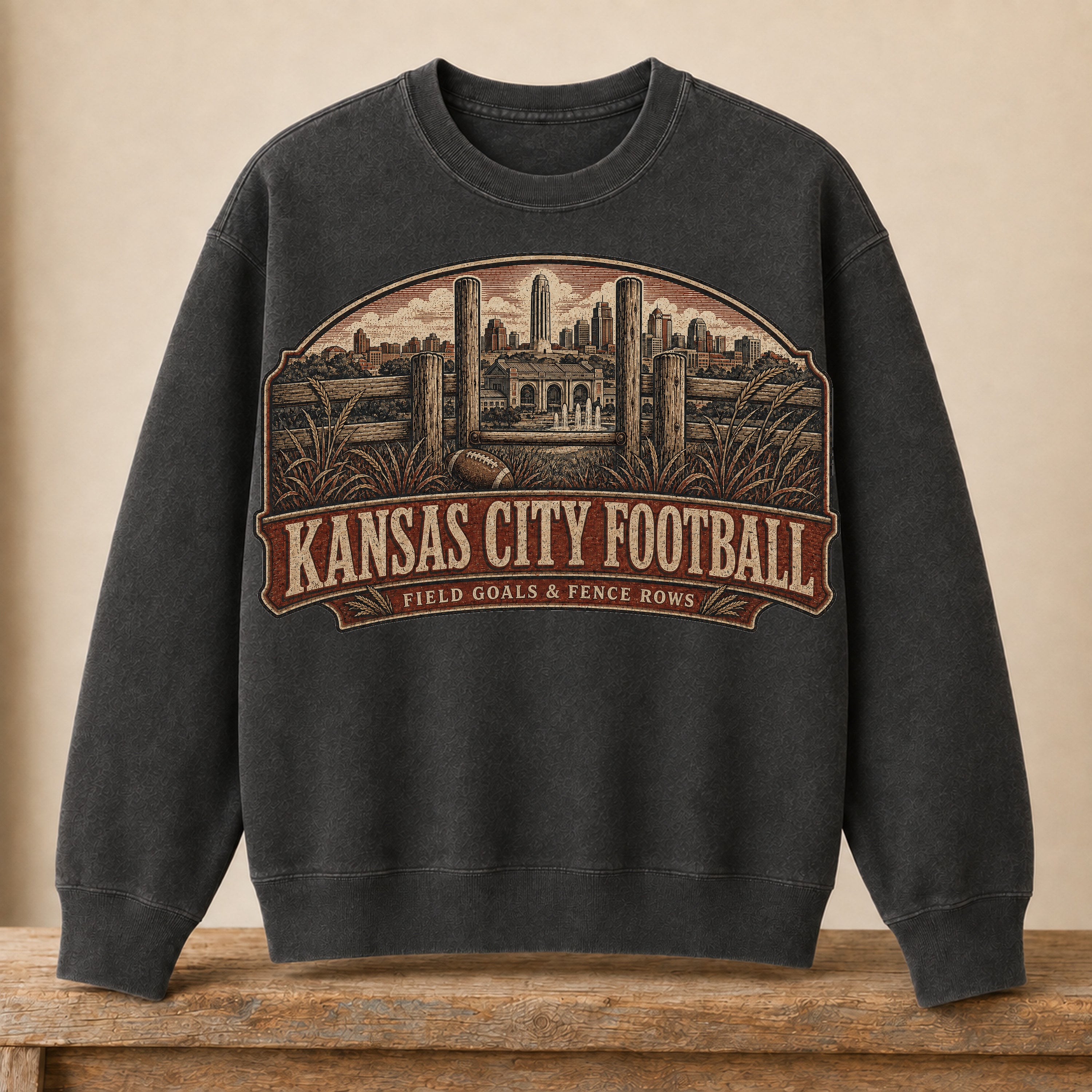 Kansas City Football Crewneck | Field Goals & Fence Rows | Vintage City Game Day Crewneck