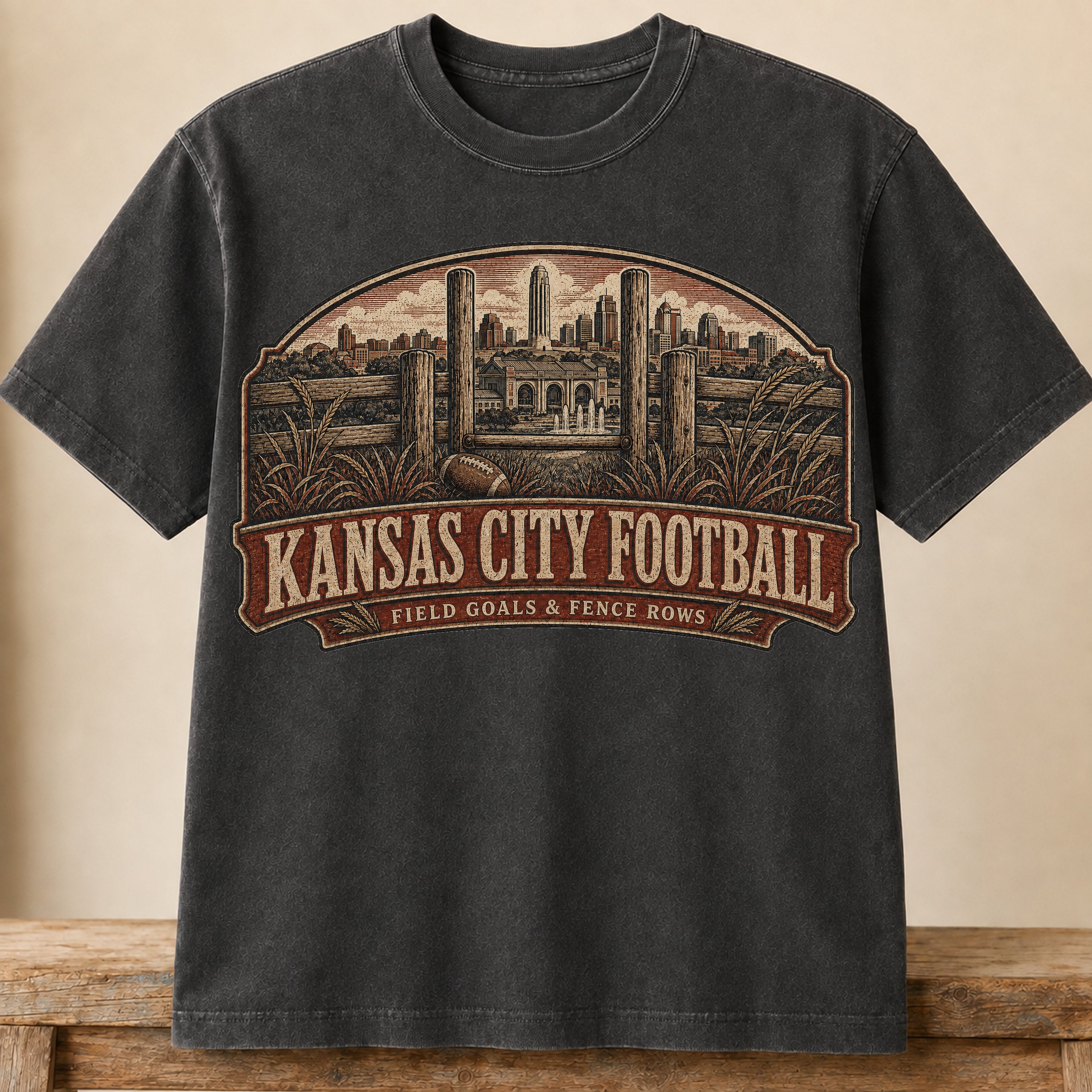 Kansas City Football Shirt | Field Goals & Fence Rows | Vintage City Game Day Tee