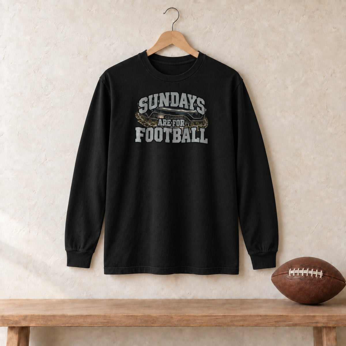 Long Sleeve Black, Las Vegas Sundays Are For Football long sleeve tee in black