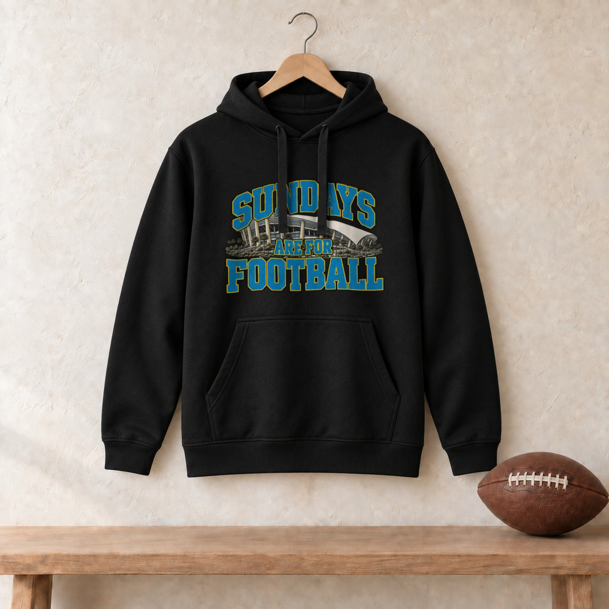 Hoodie Black, Los Angeles Powder Sundays Are For Football hoodie in black
