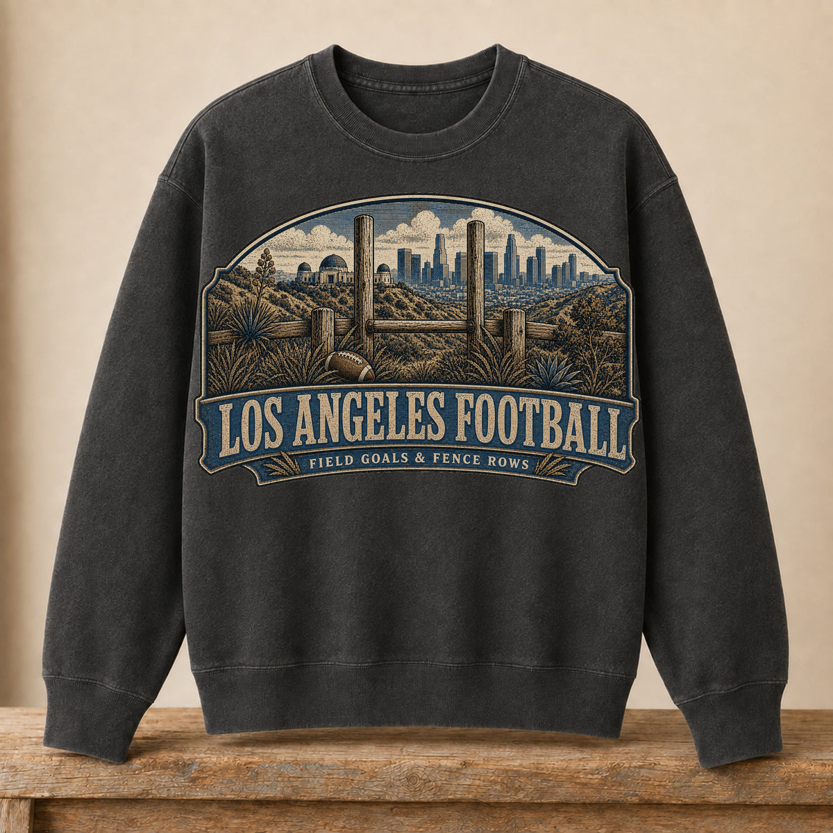 Los Angeles Football (Gold) Crewneck | Field Goals & Fence Rows | Vintage City Game Day Crewneck