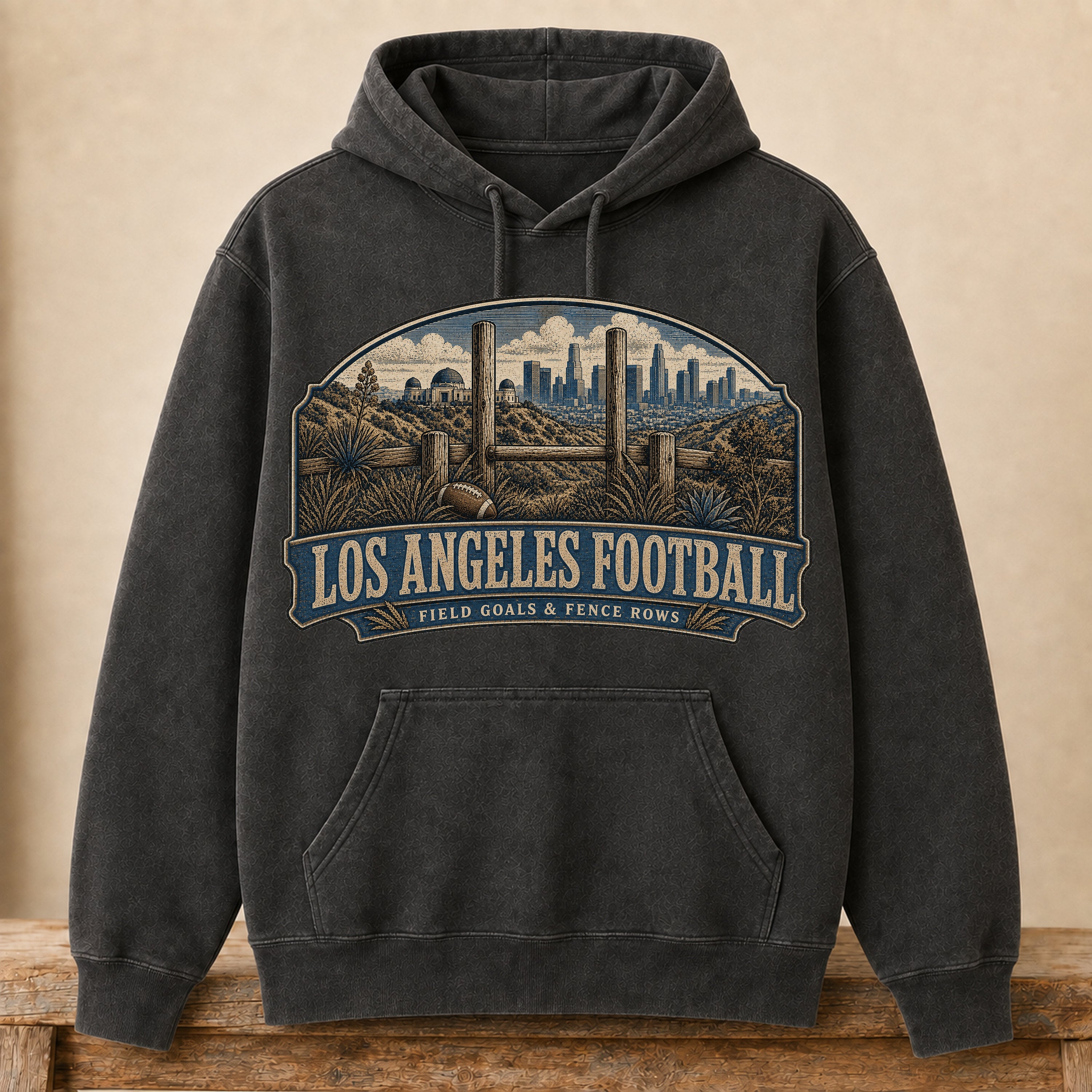 Los Angeles Football (Gold) Hoodie | Field Goals & Fence Rows | Vintage City Game Day Hoodie