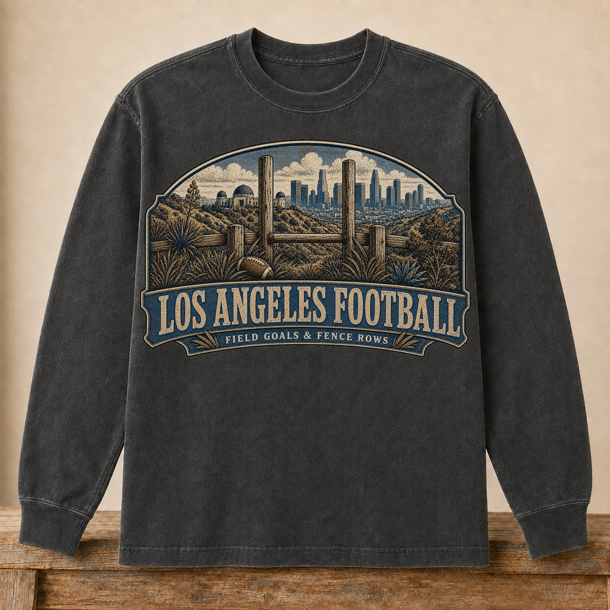 Los Angeles Football (Gold) Long Sleeve | Field Goals & Fence Rows | Vintage City Game Day Long Sleeve
