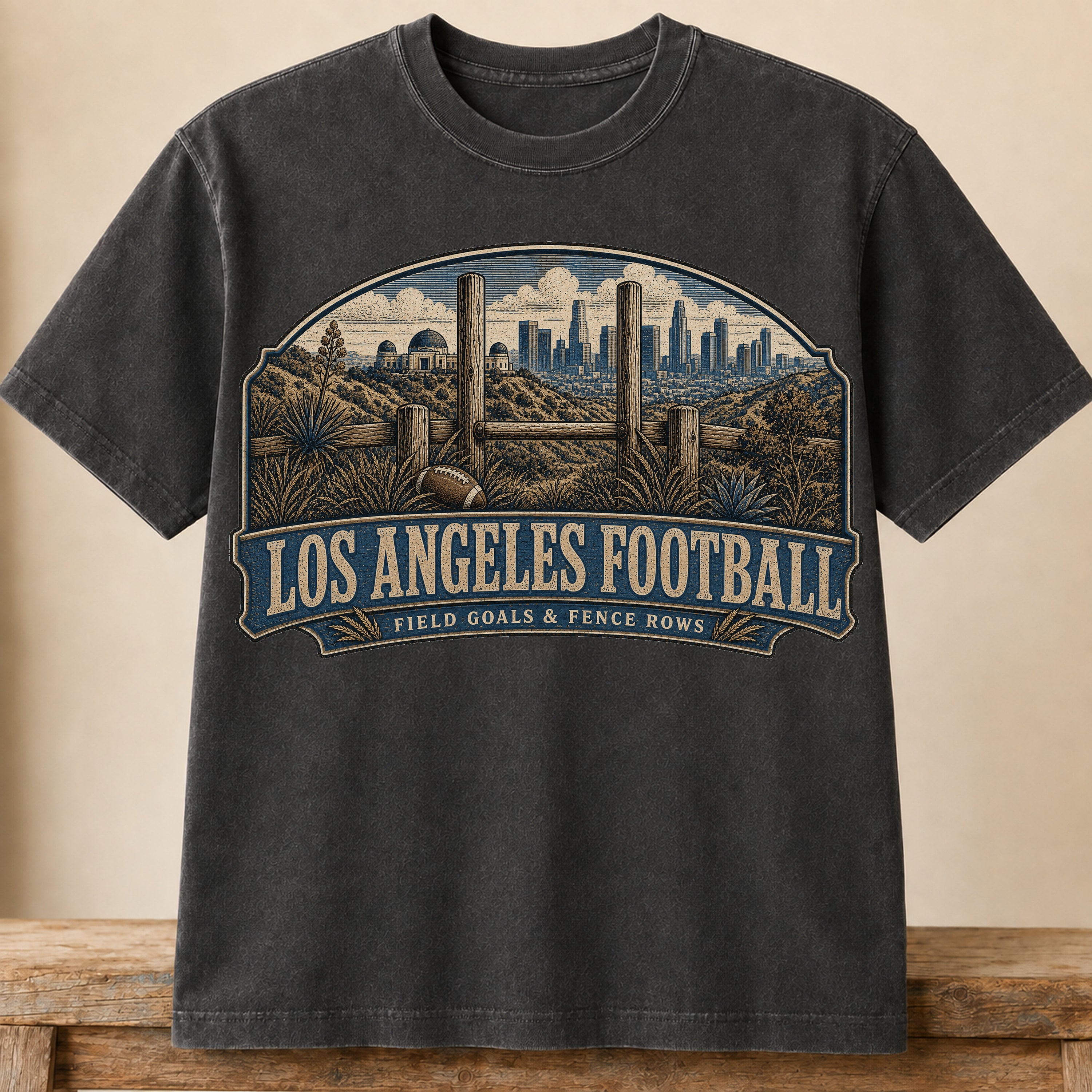 Los Angeles Football (Gold) Shirt | Field Goals & Fence Rows | Vintage City Game Day Tee