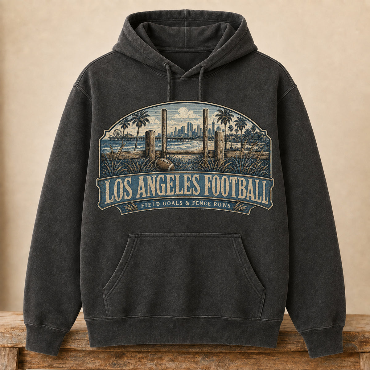 Los Angeles Football (Powder Blue) Hoodie | Field Goals & Fence Rows | Vintage City Game Day Hoodie