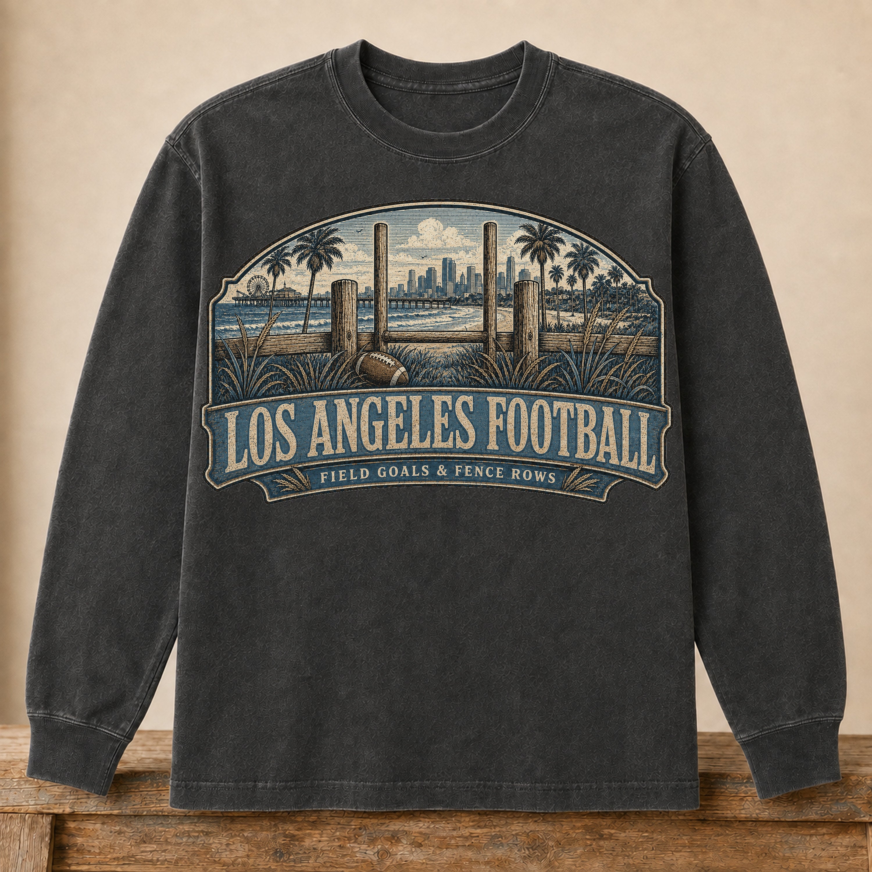 Los Angeles Football (Powder Blue) Long Sleeve | Field Goals & Fence Rows | Vintage City Game Day Long Sleeve