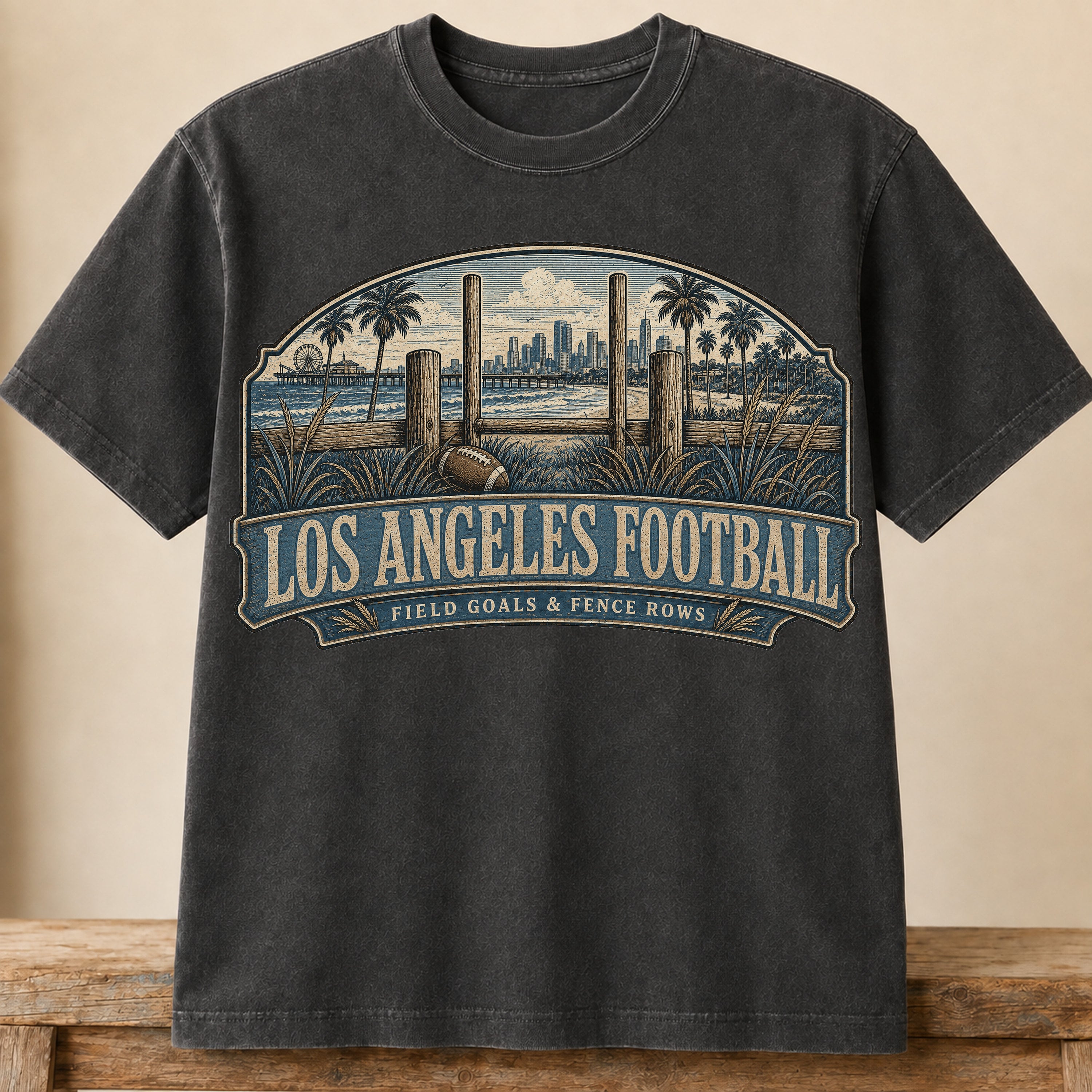 Los Angeles Football (Powder Blue) Shirt | Field Goals & Fence Rows | Vintage City Game Day Tee