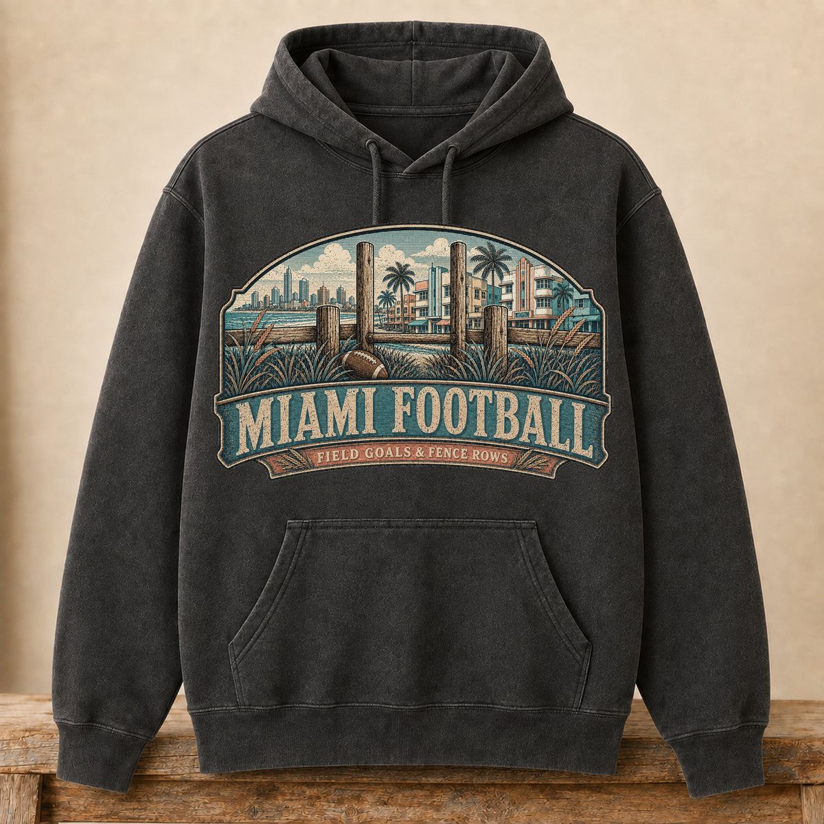 Miami Football Hoodie | Field Goals & Fence Rows | Vintage City Game Day Hoodie
