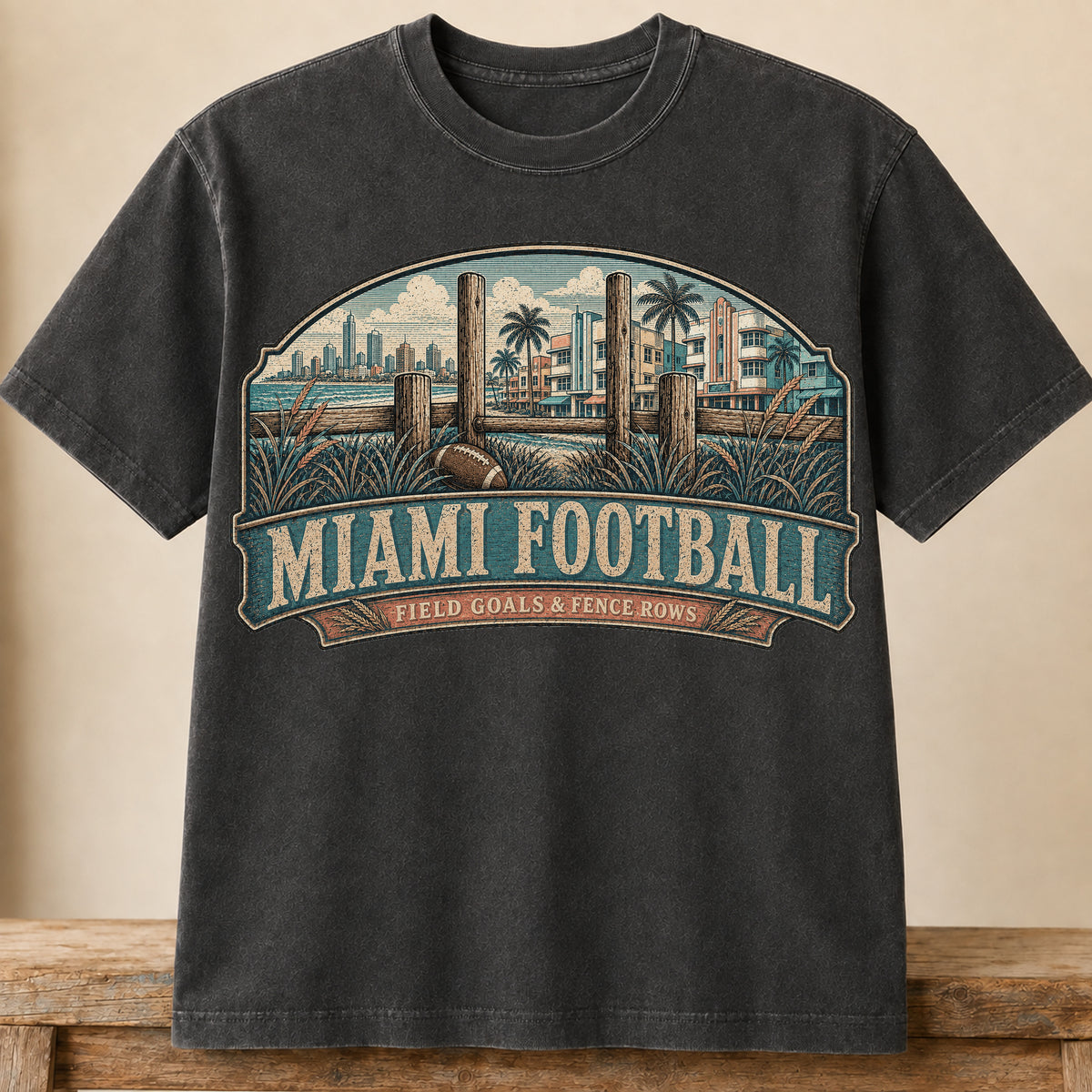 Miami Football Shirt | Field Goals & Fence Rows | Vintage City Game Day Tee