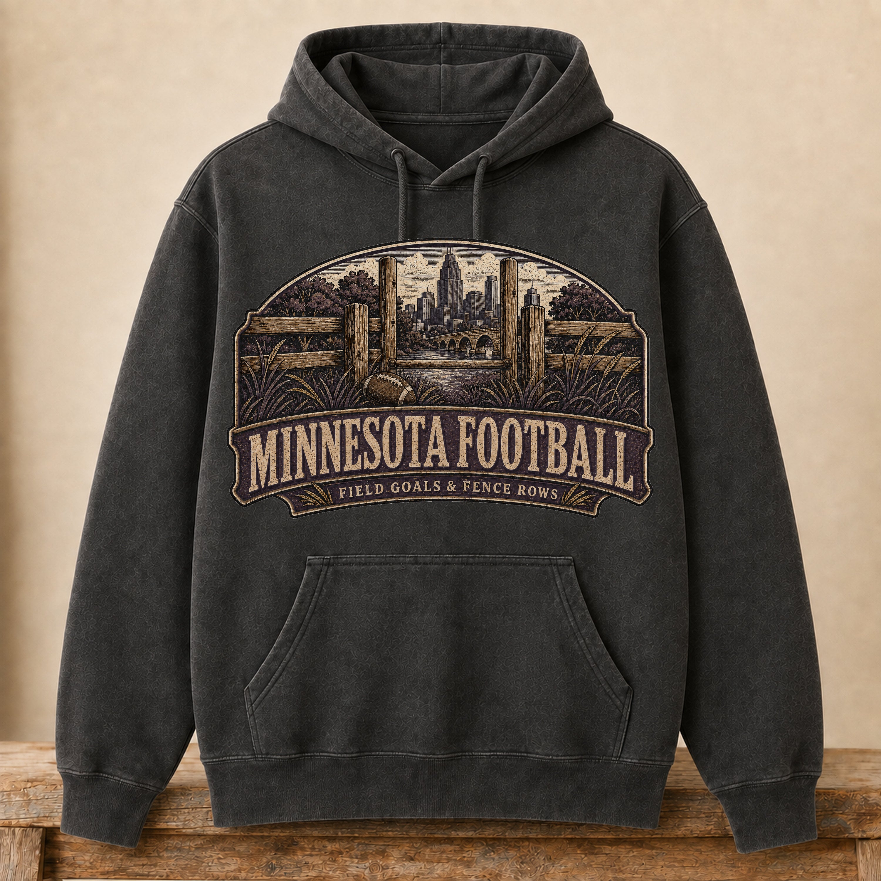 Minnesota Football Hoodie | Field Goals & Fence Rows | Vintage City Game Day Hoodie