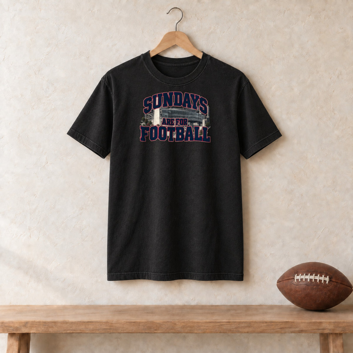 T-Shirt Black, New England Sundays Are For Football tee in black
