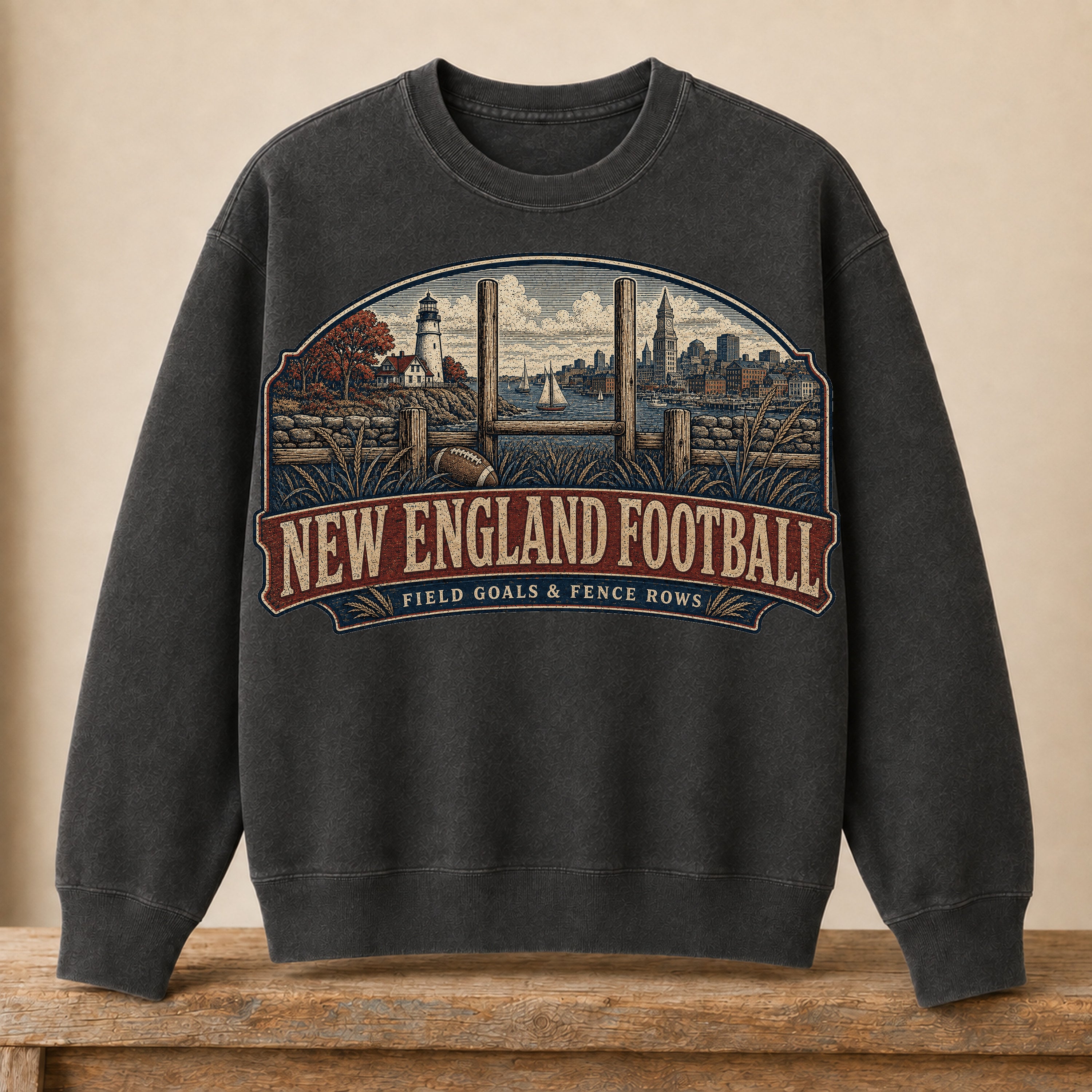 New England Football Crewneck | Field Goals & Fence Rows | Vintage City Game Day Crewneck