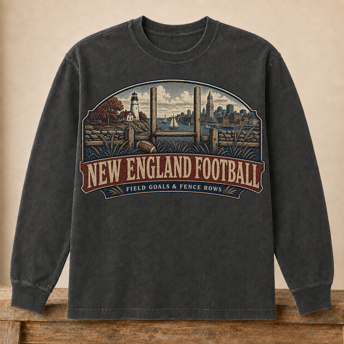 New England Football Long Sleeve | Field Goals & Fence Rows | Vintage City Game Day Long Sleeve